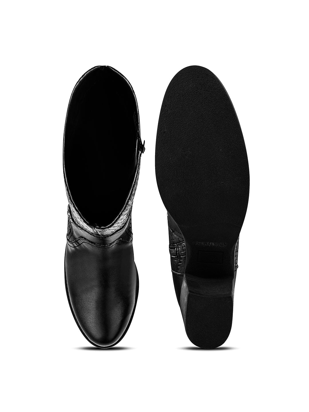 Women Black Ankle Length Side Zipper Boots