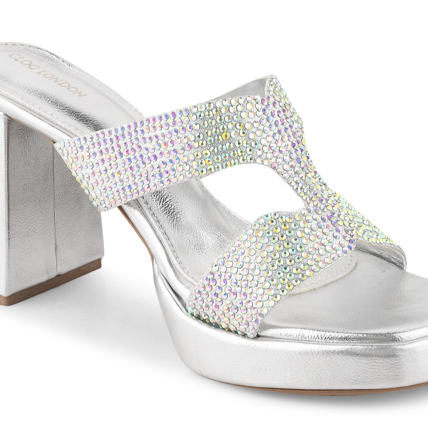 Women Silver Heeled Sandals