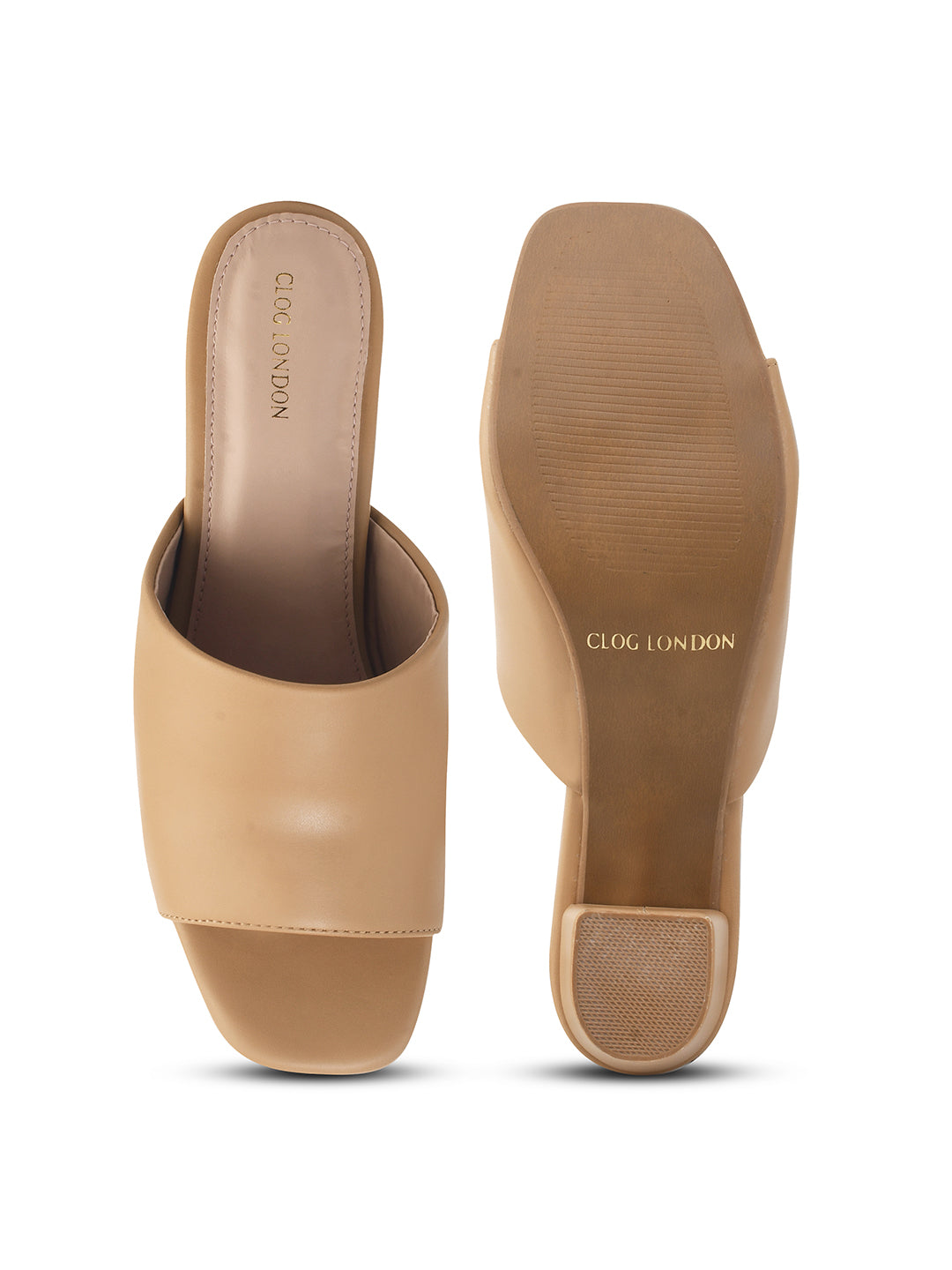 Women Beige & Black Heels Sandals
