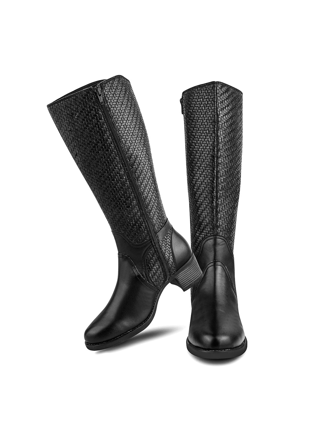 Women Black Ankle Length Side Zipper Boots