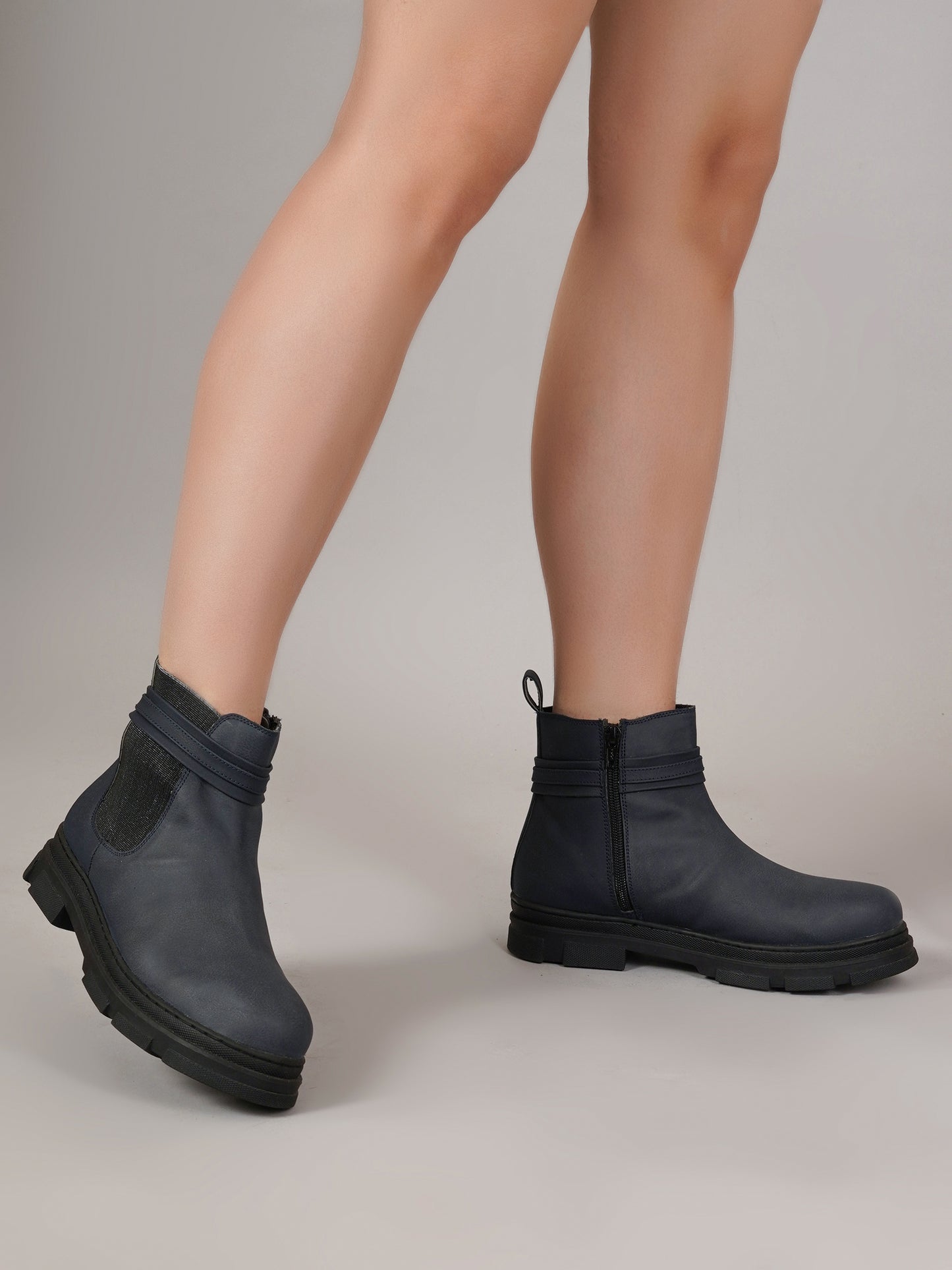 Women Tan Zip Leather Boots
