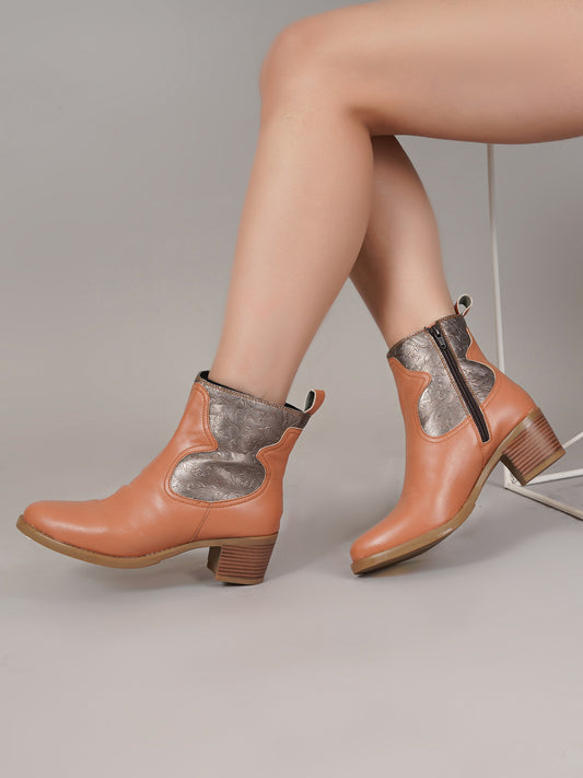 Stylish Women Tan & Black Boots For Women