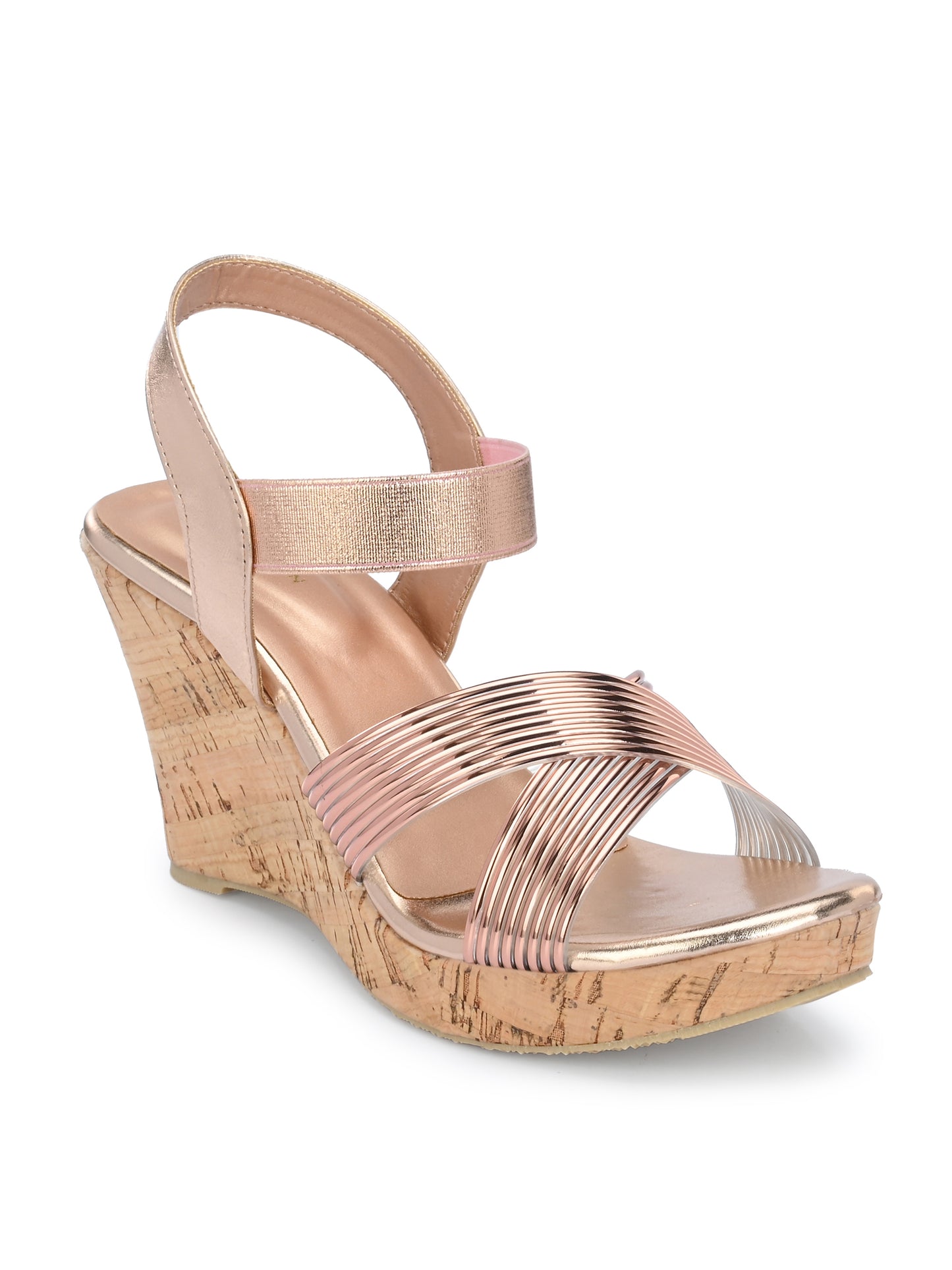 Women Copper Open Toe Wedge Heeled Sandals
