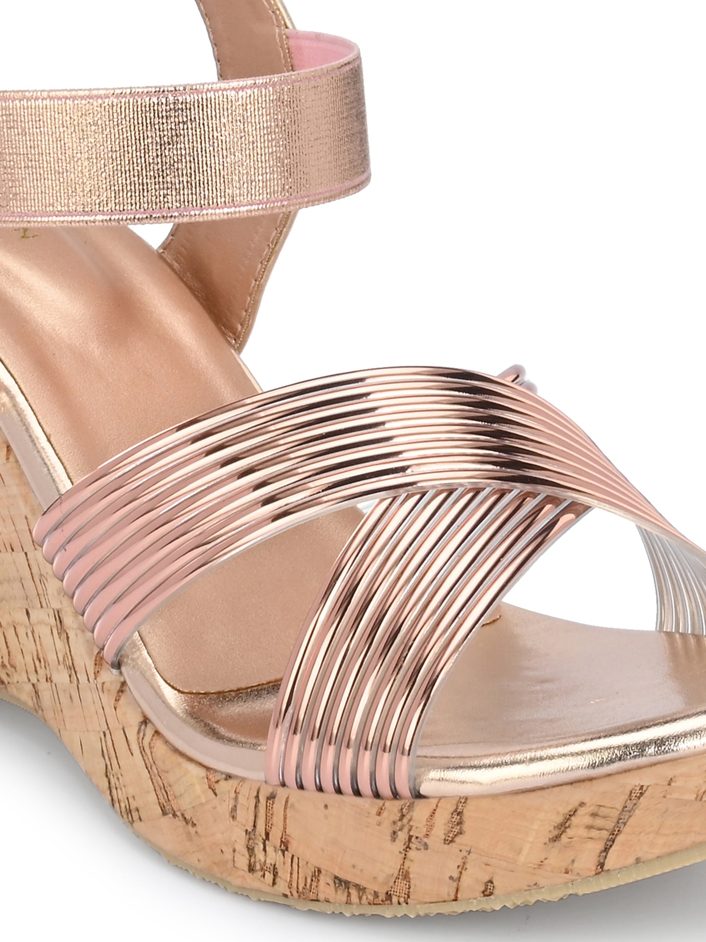 Women Copper Open Toe Wedge Heeled Sandals