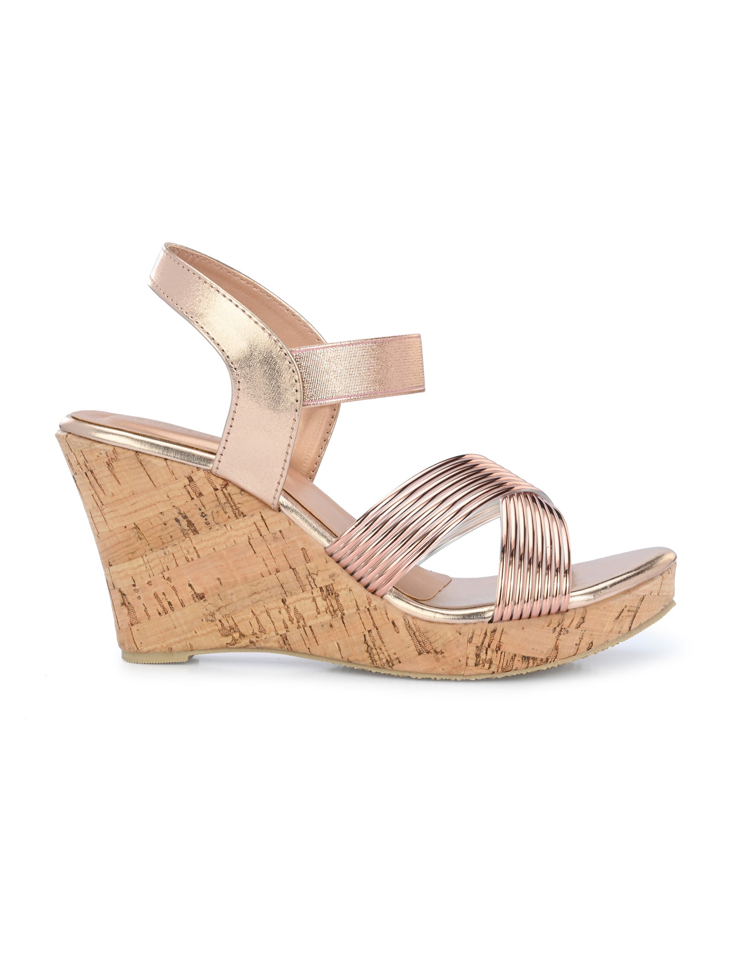 Women Copper Open Toe Wedge Heeled Sandals