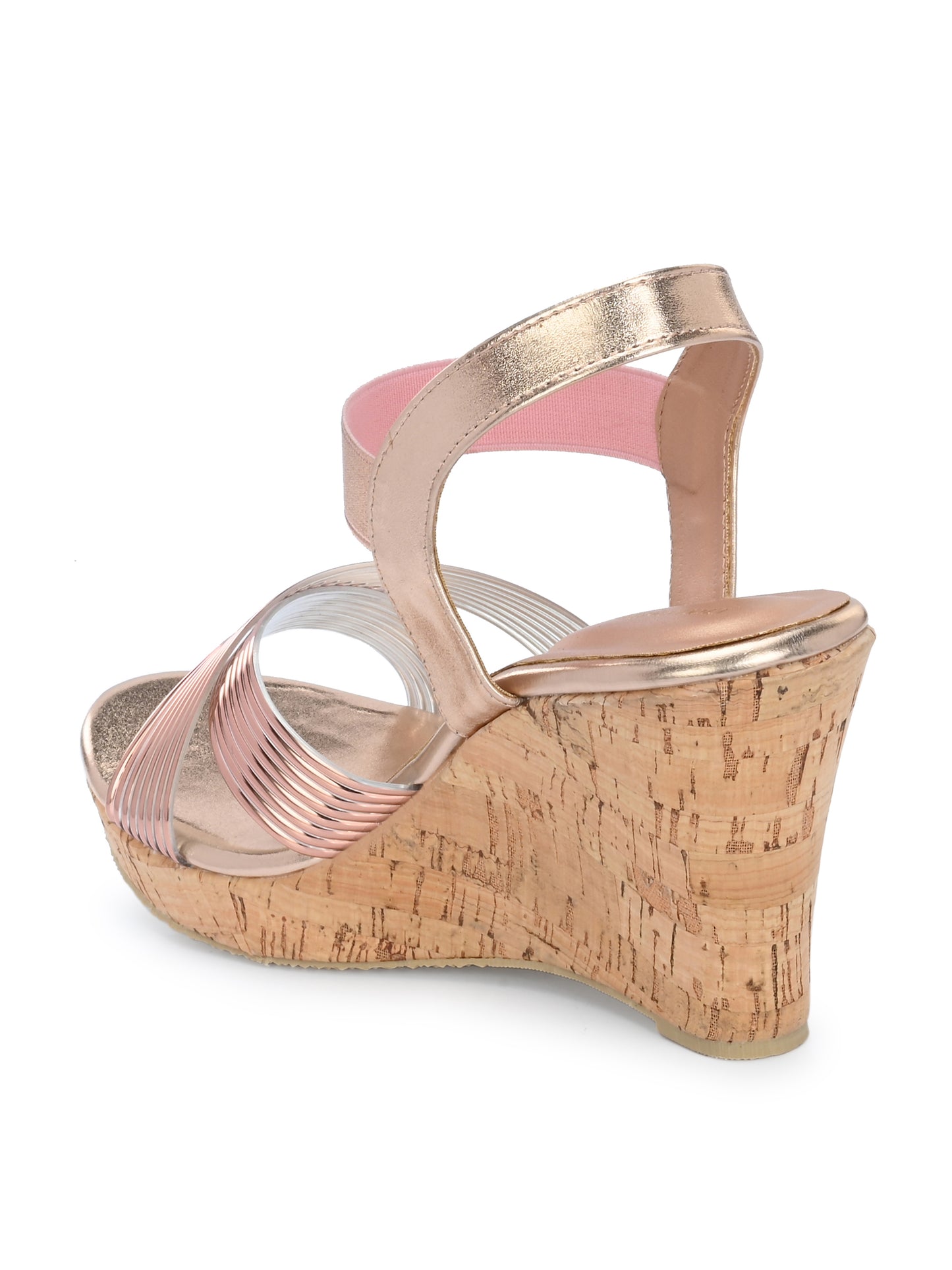 Women Copper Open Toe Wedge Heeled Sandals