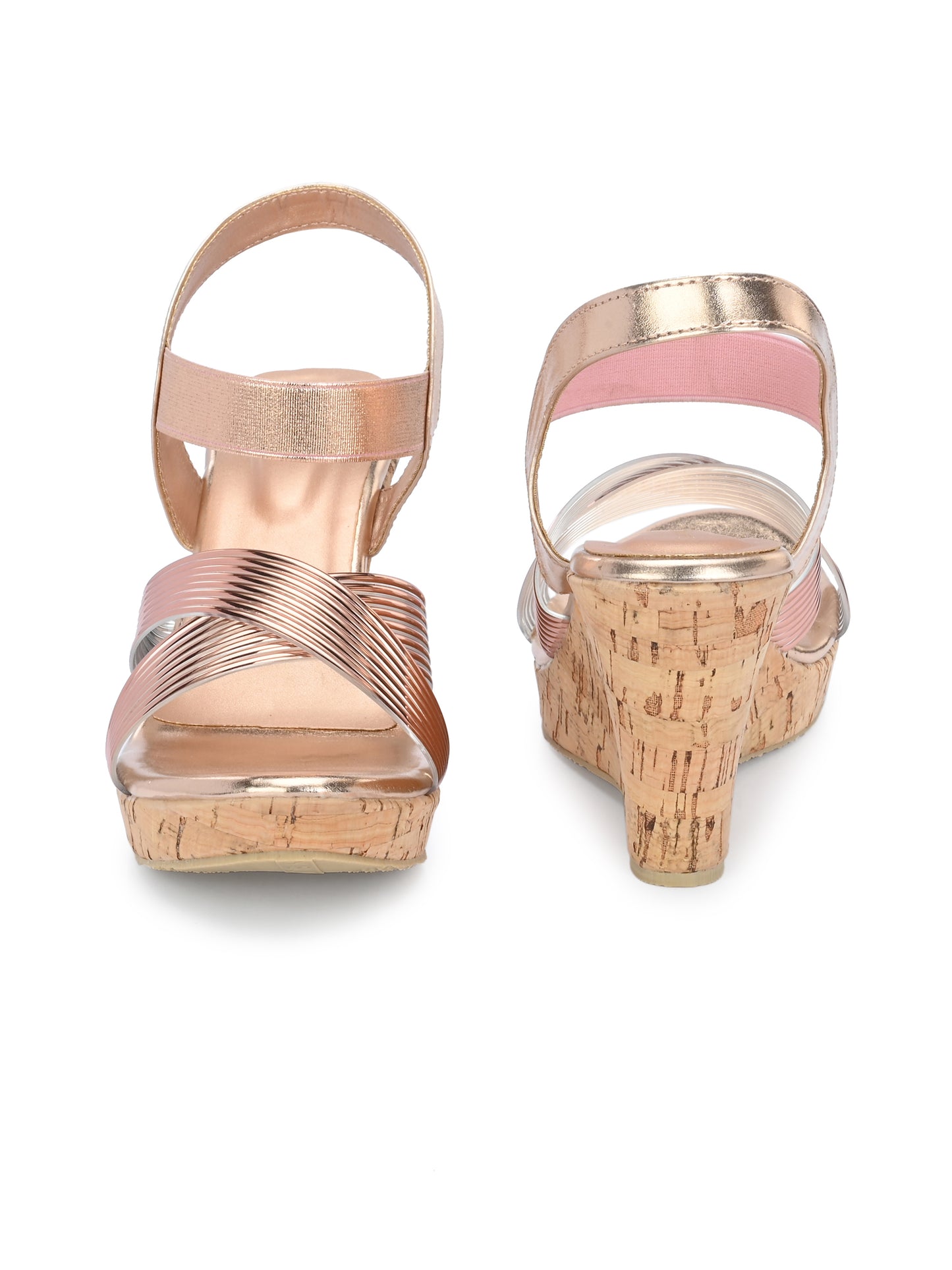 Women Copper Open Toe Wedge Heeled Sandals