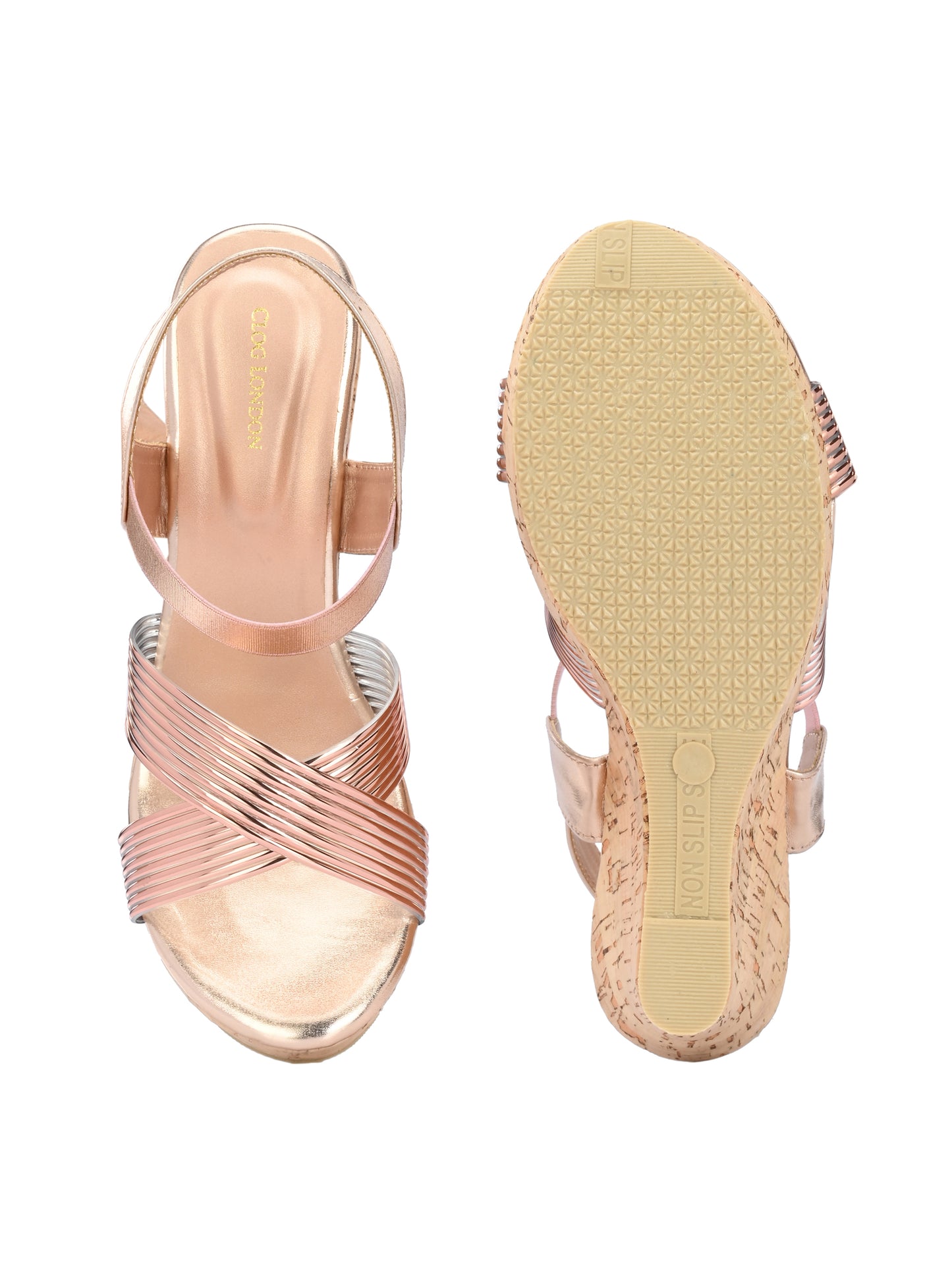 Women Copper Open Toe Wedge Heeled Sandals