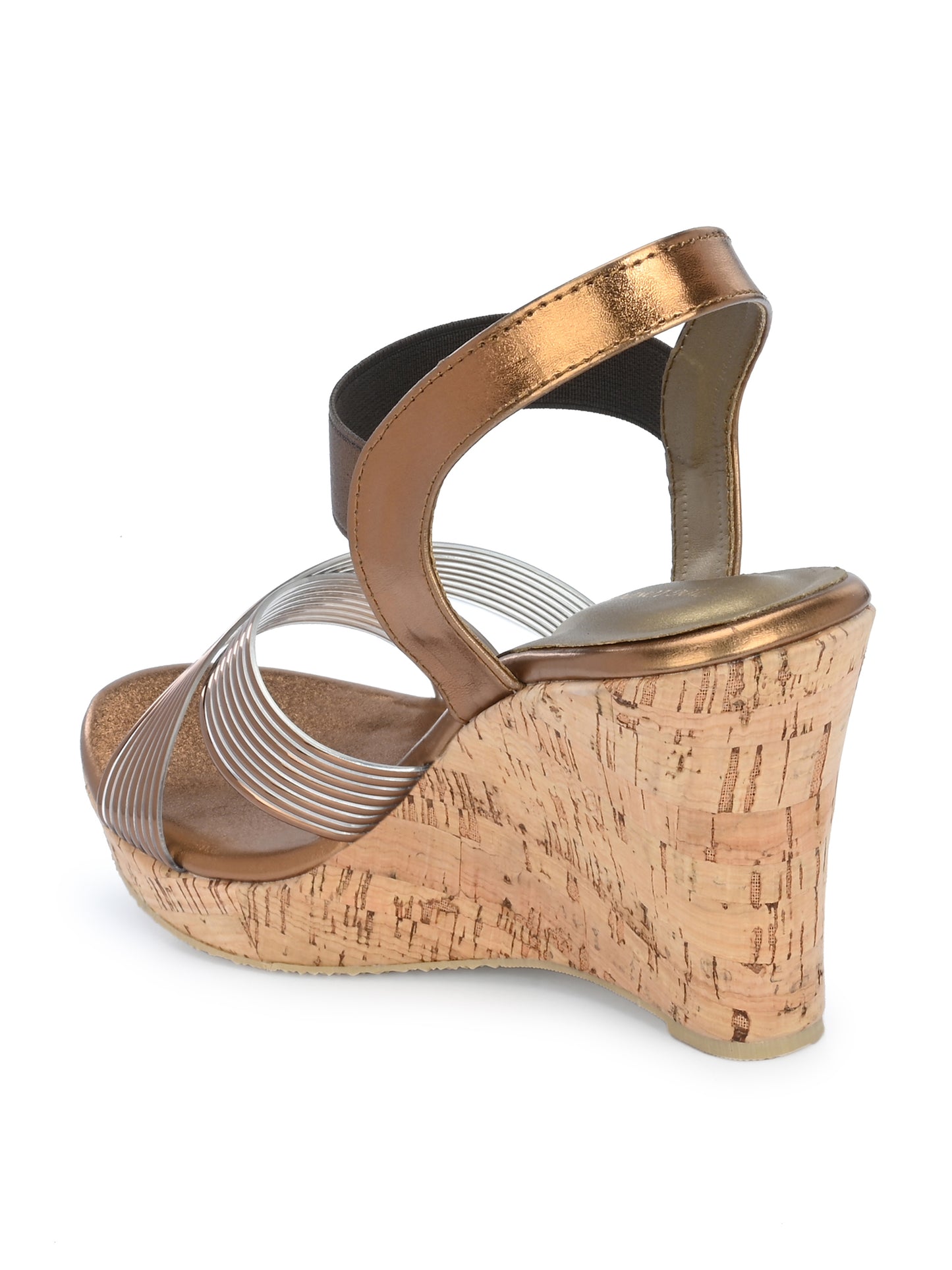 Women Copper Open Toe Wedge Heeled Sandals