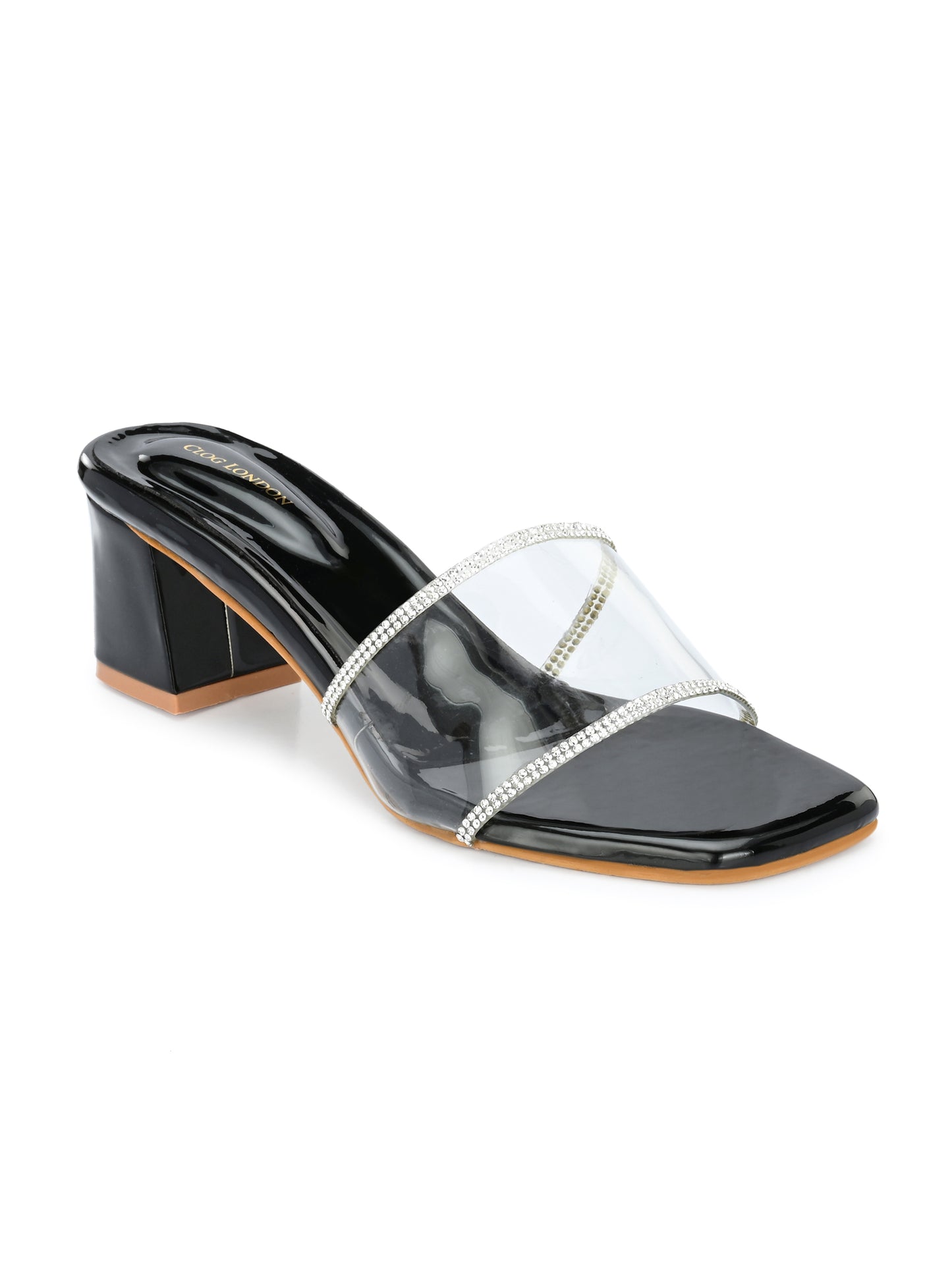Women Black Block Heels Sandals