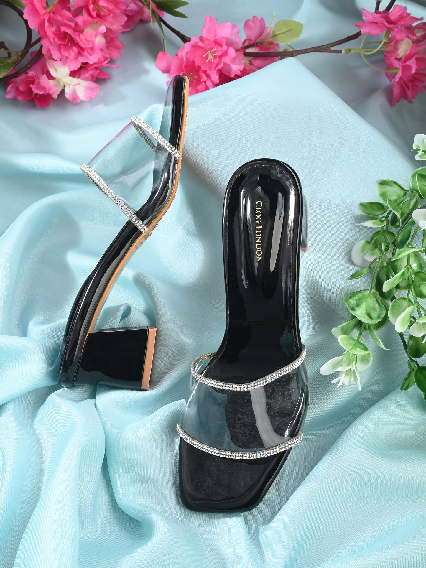 Women Black Block Heels Sandals