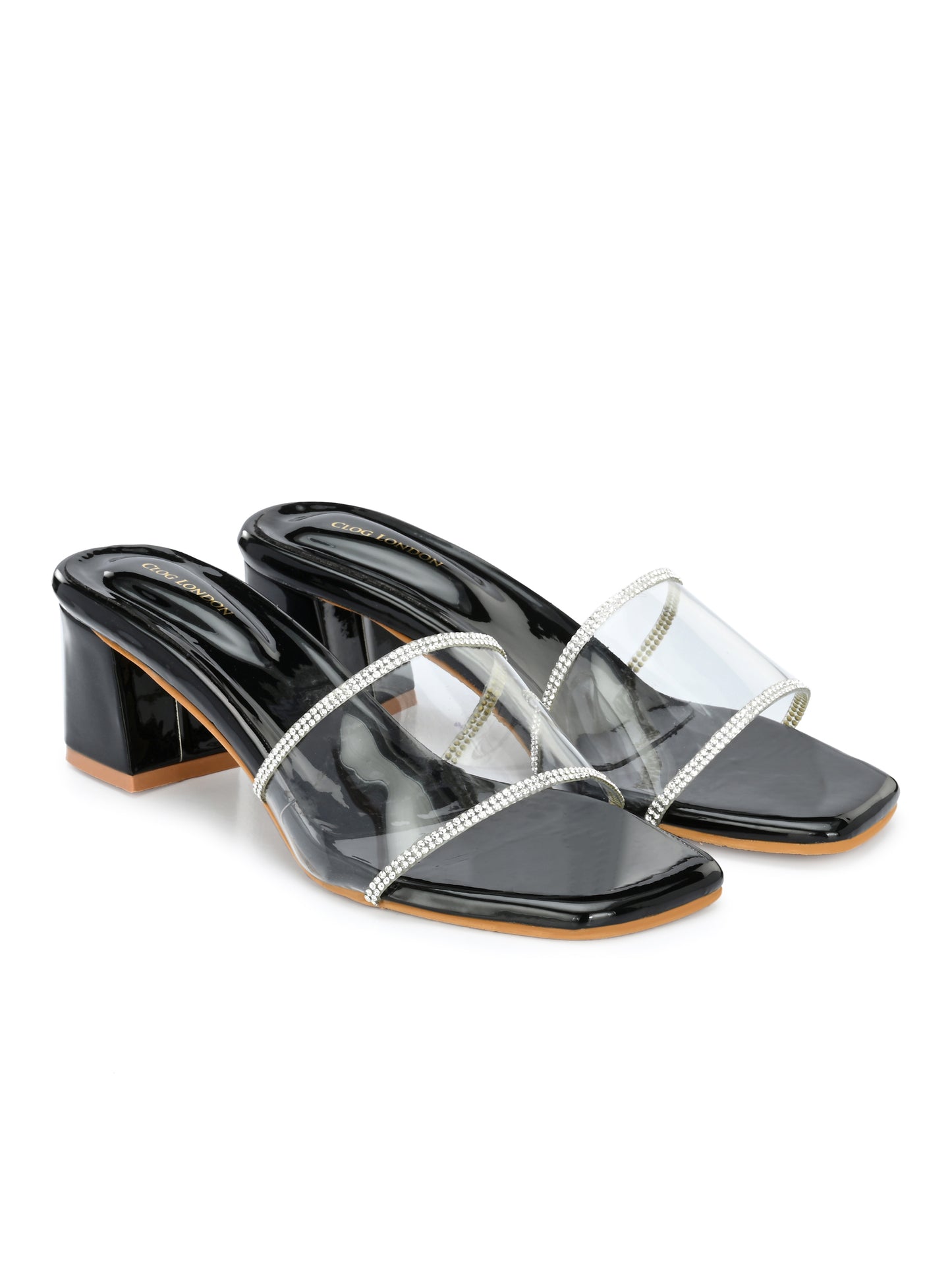 Women Black Block Heels Sandals