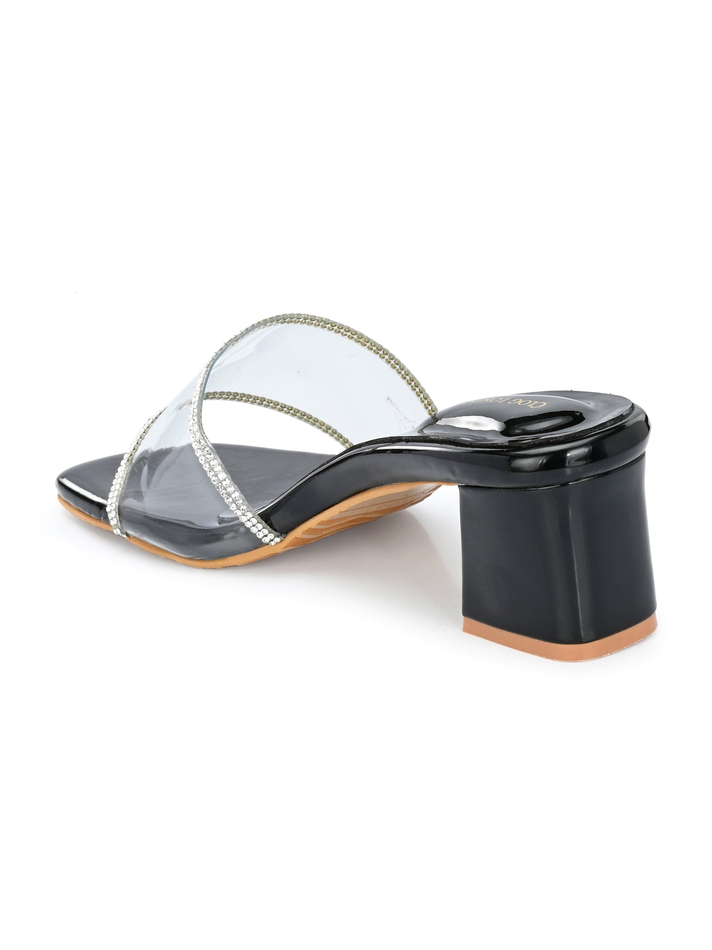 Women Black Block Heels Sandals