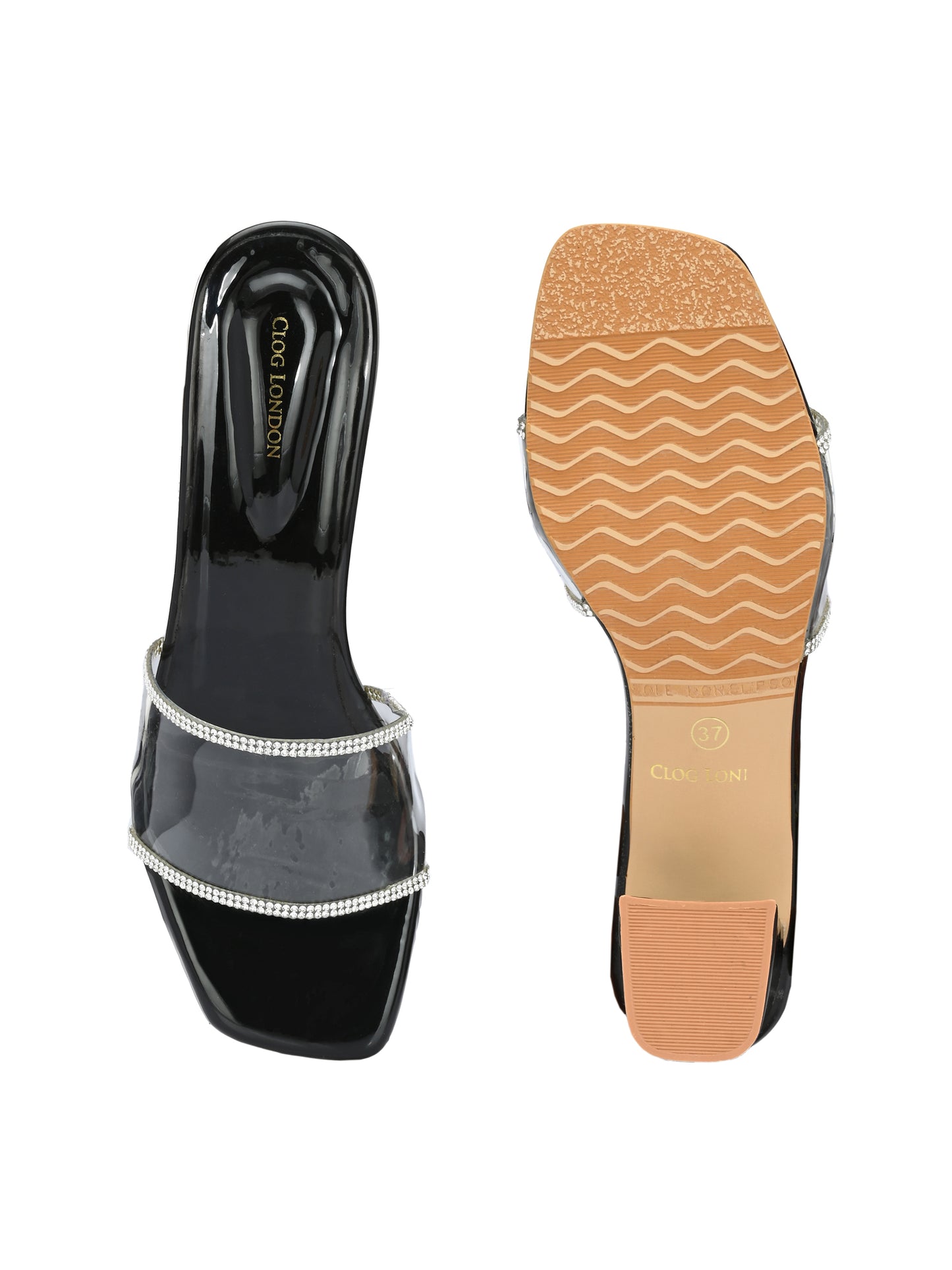 Women Black Block Heels Sandals