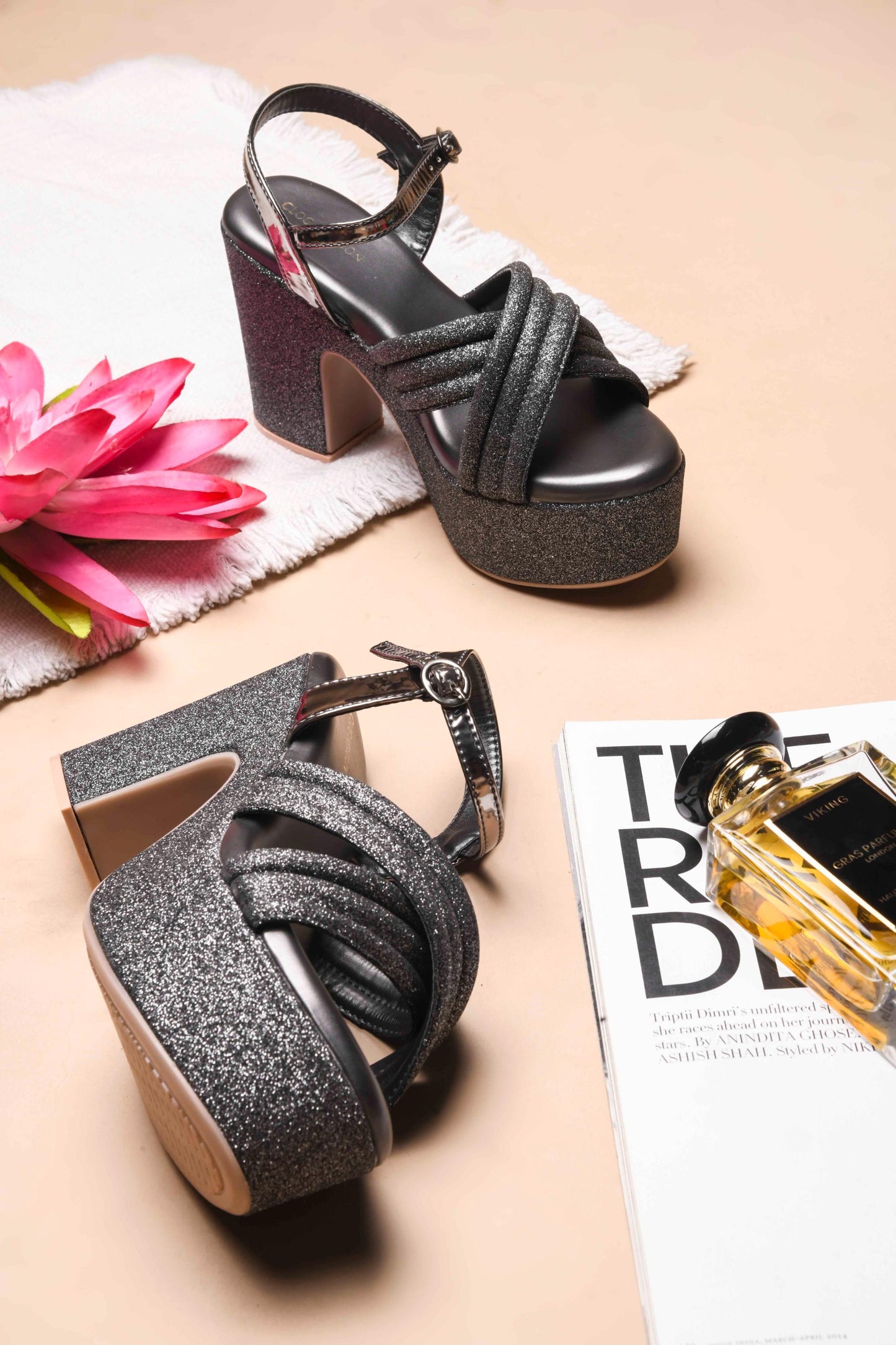 Women Black Party Platform Heel Sandals