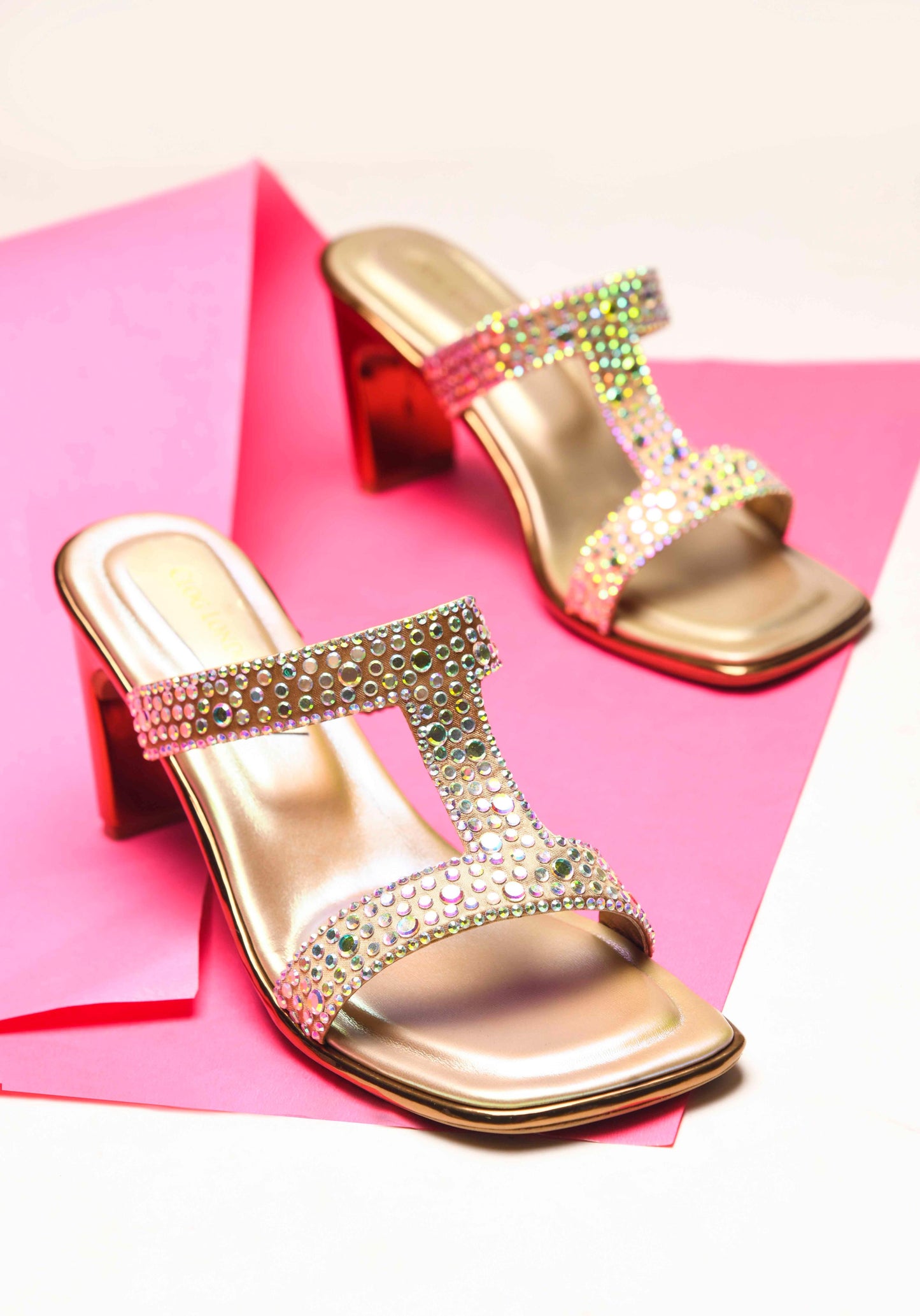 Women Copper Block Heels Sandals