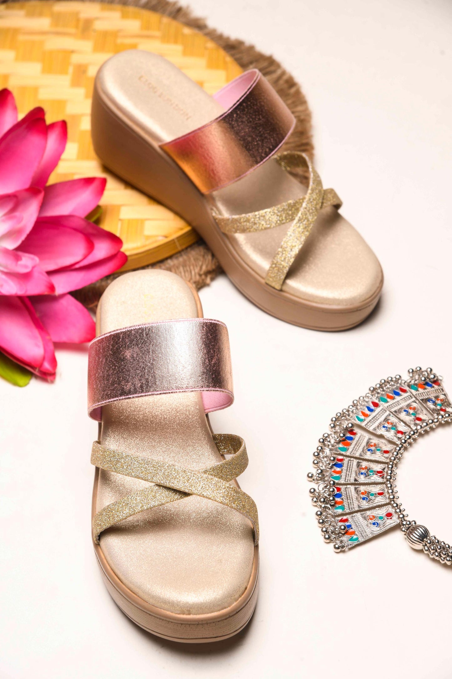 Women Rose-Gold Wedges Heeled