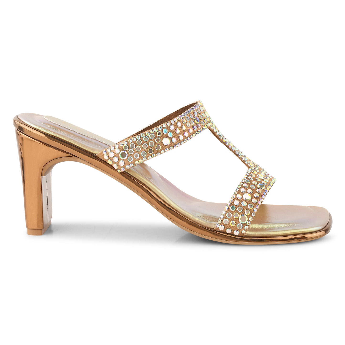 Women Copper Block Heels Sandals