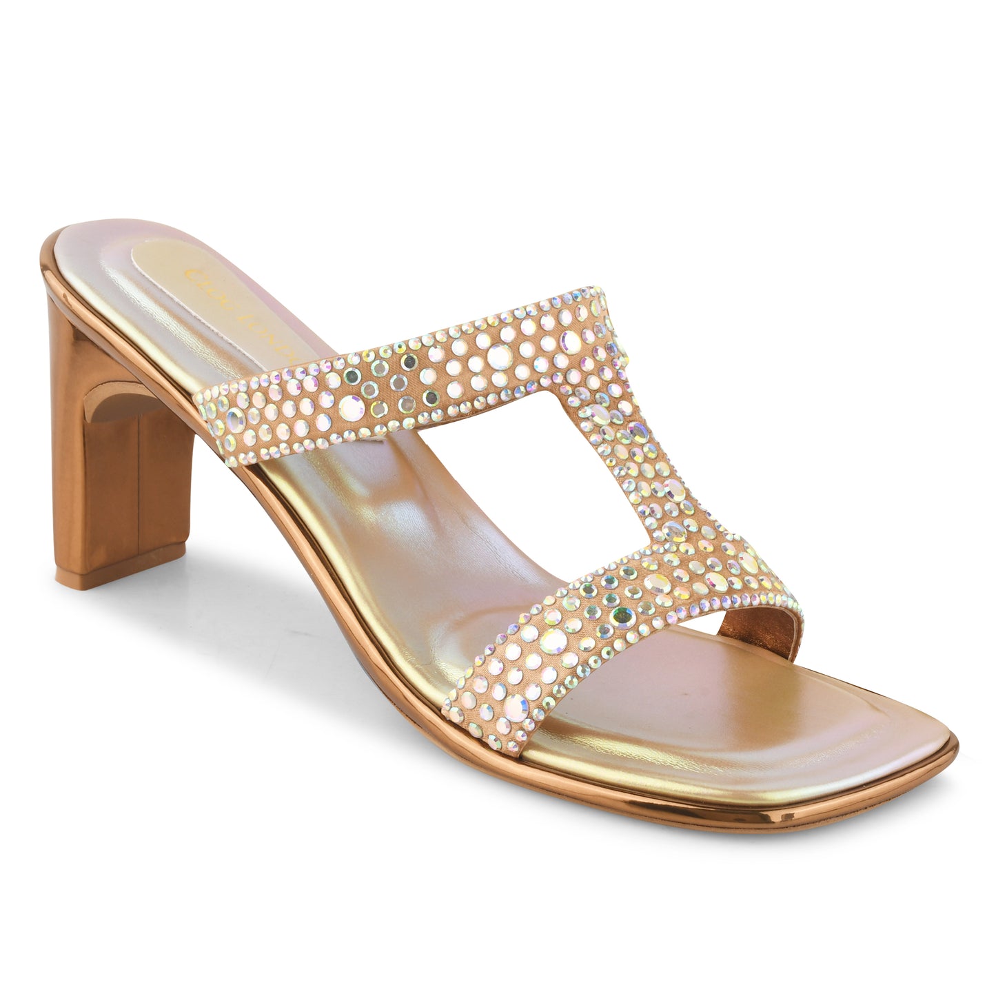 Women Copper Block Heels Sandals