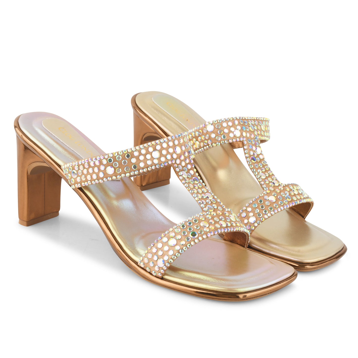 Women Copper Block Heels Sandals