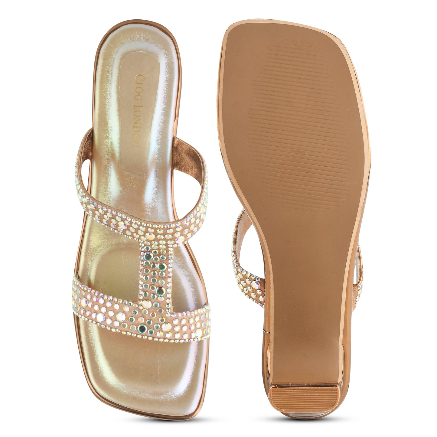 Women Copper Block Heels Sandals