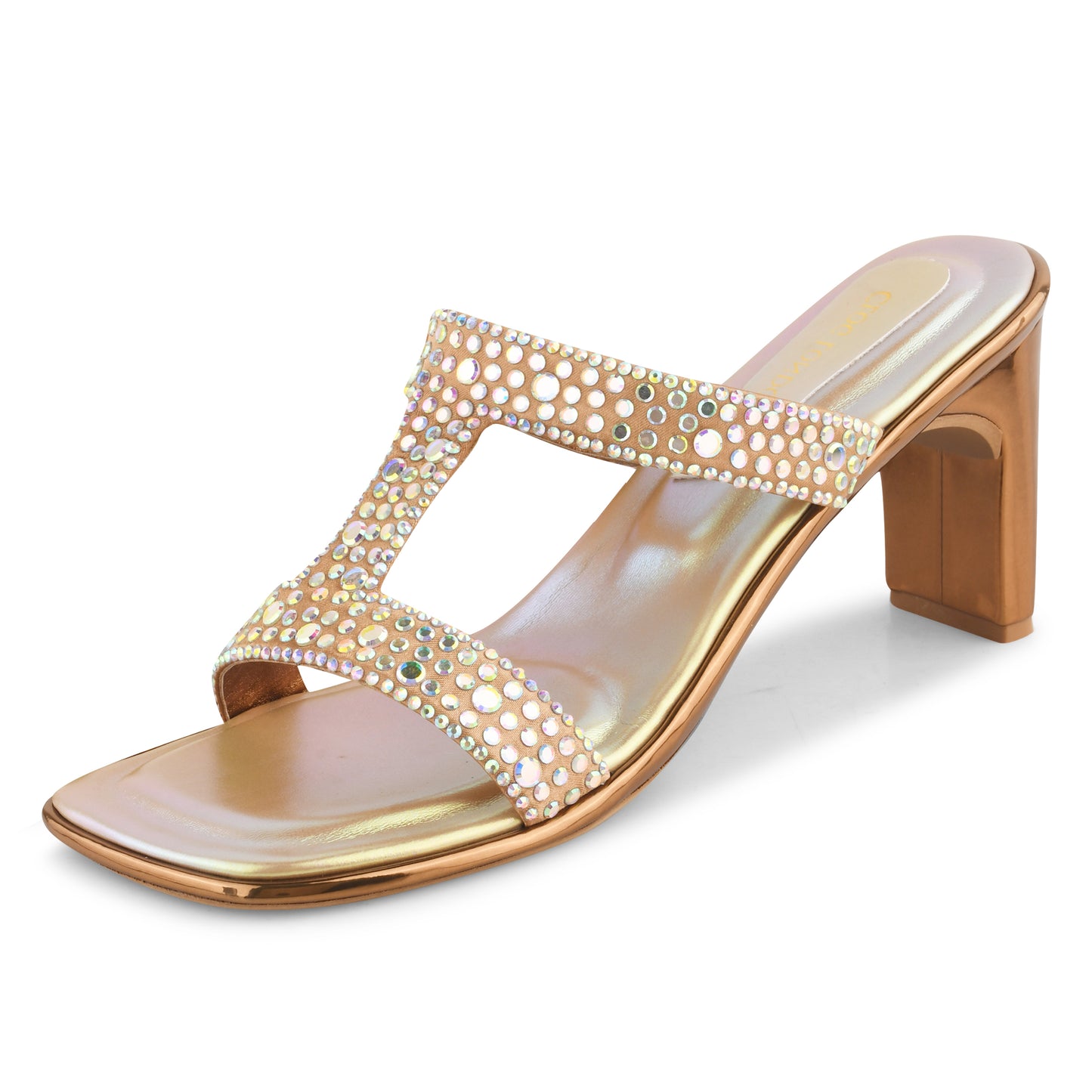 Women Copper Block Heels Sandals