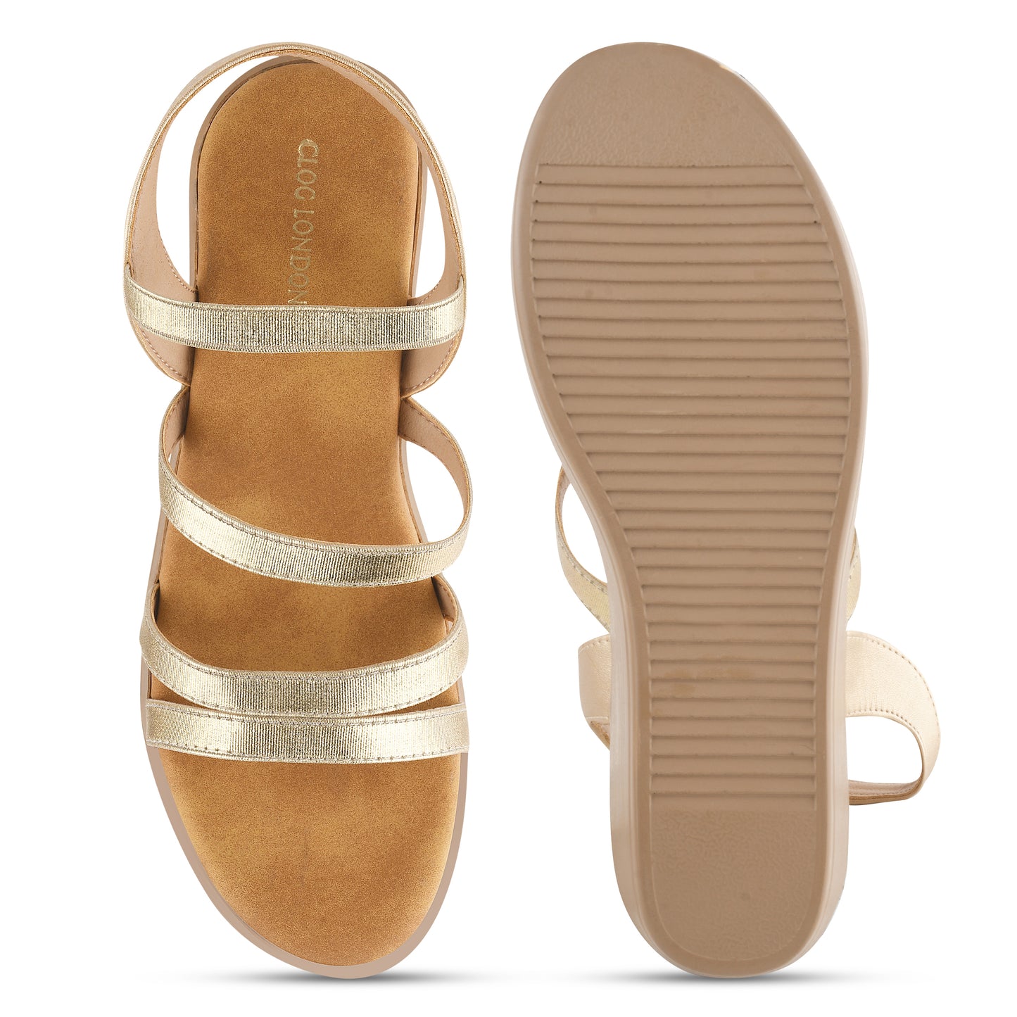 Women Gold Wedges Heeled Sandals