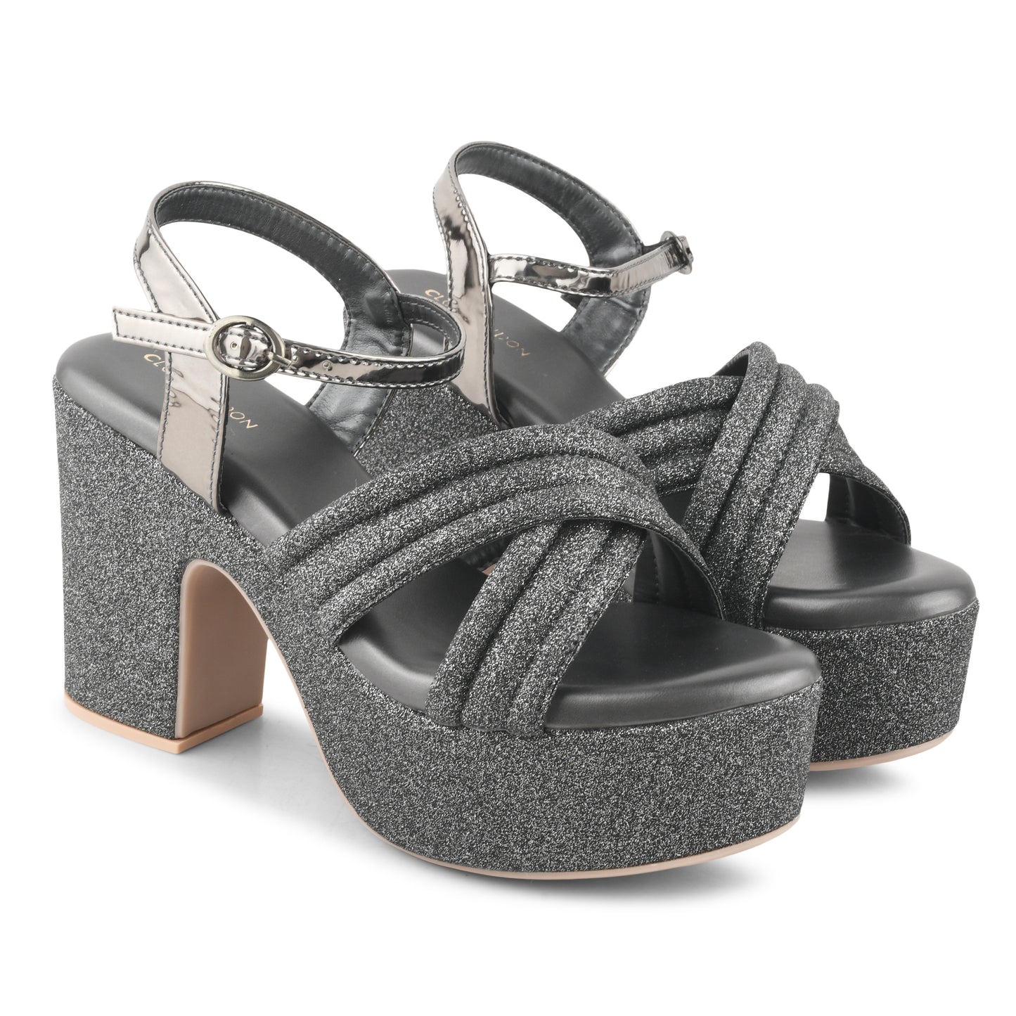 Women Black Party Platform Heel Sandals