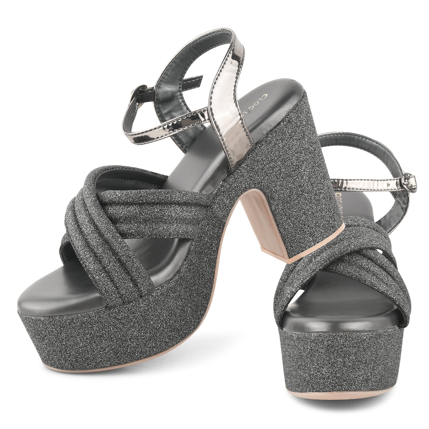 Women Black Party Platform Heel Sandals