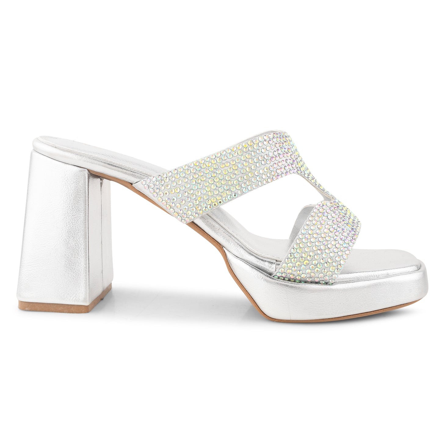 Women Silver Heeled Sandals