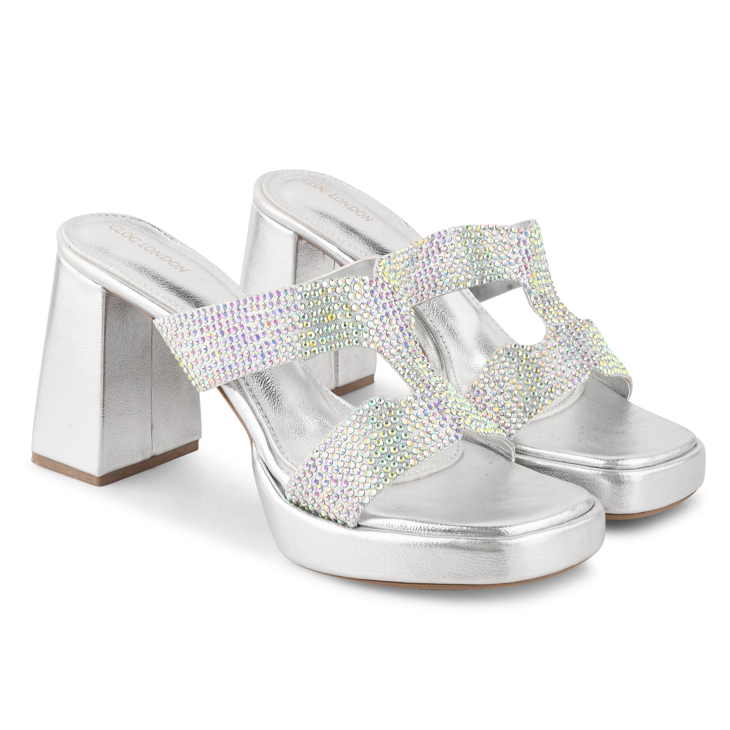 Women Silver Heeled Sandals