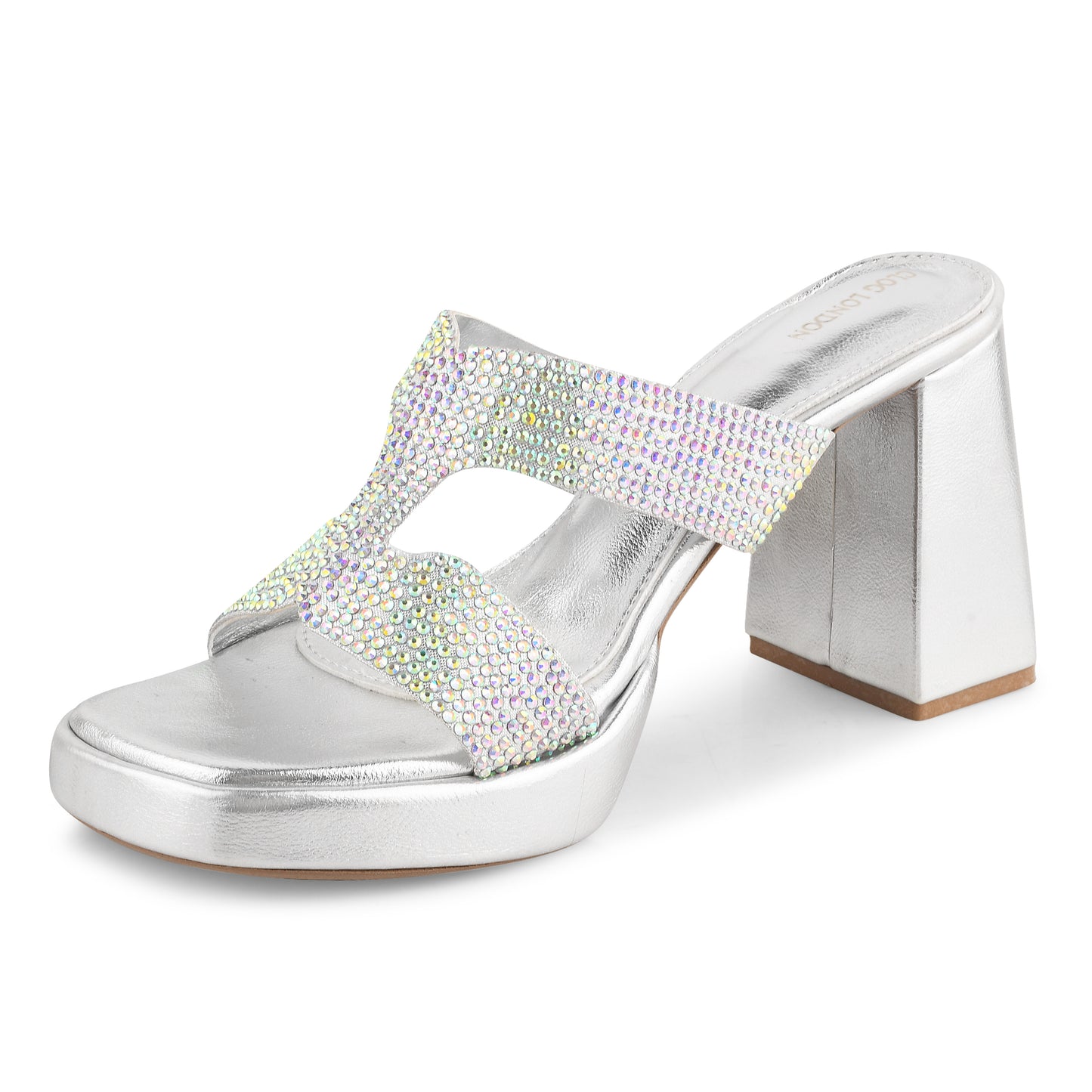 Women Silver Heeled Sandals