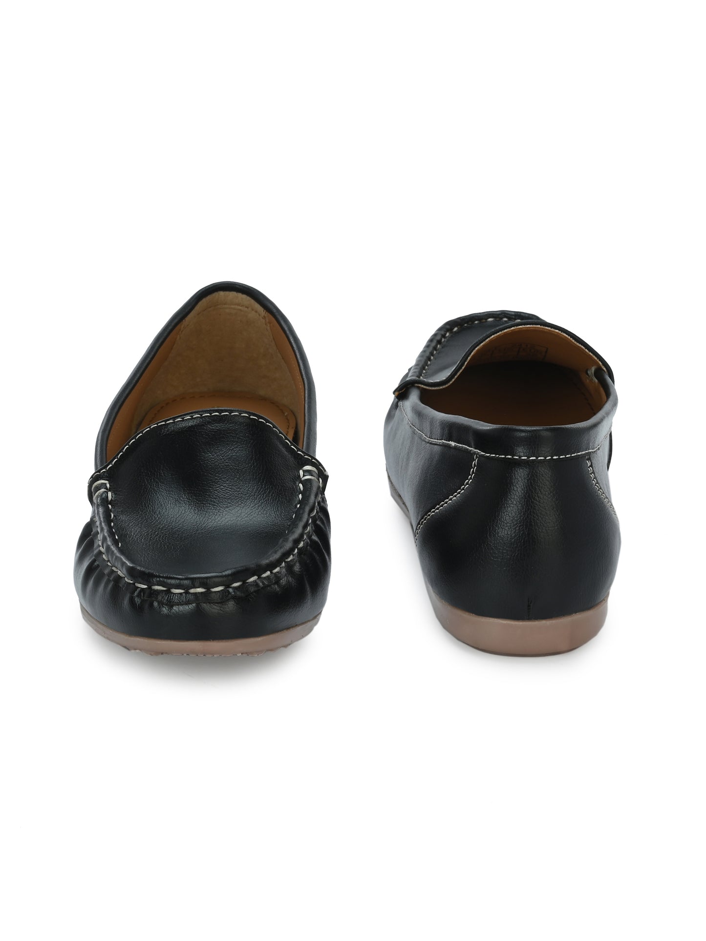Women Black Causal Ballerinas Textured Loafers