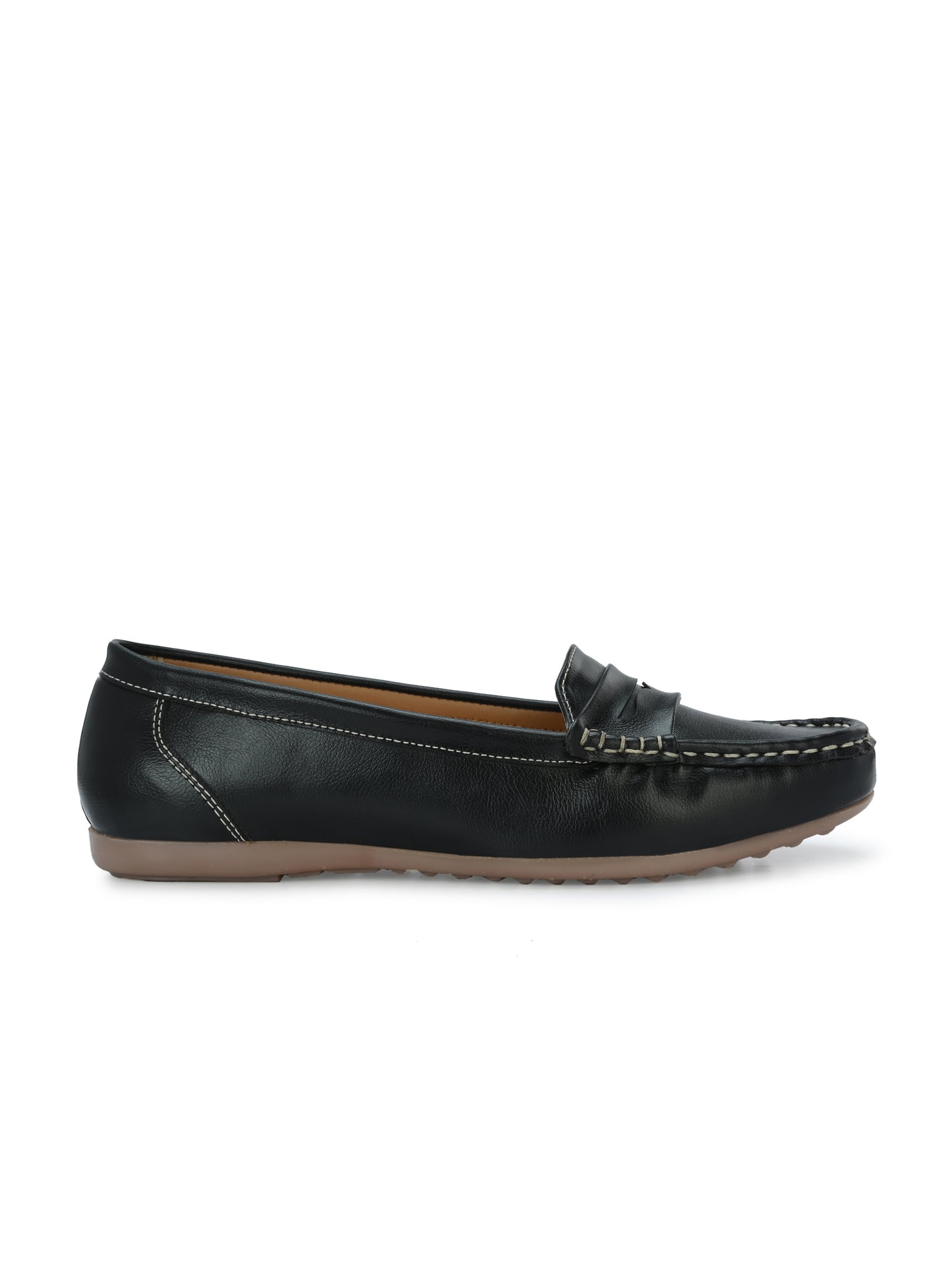 Women Black Textured Casual Loafers