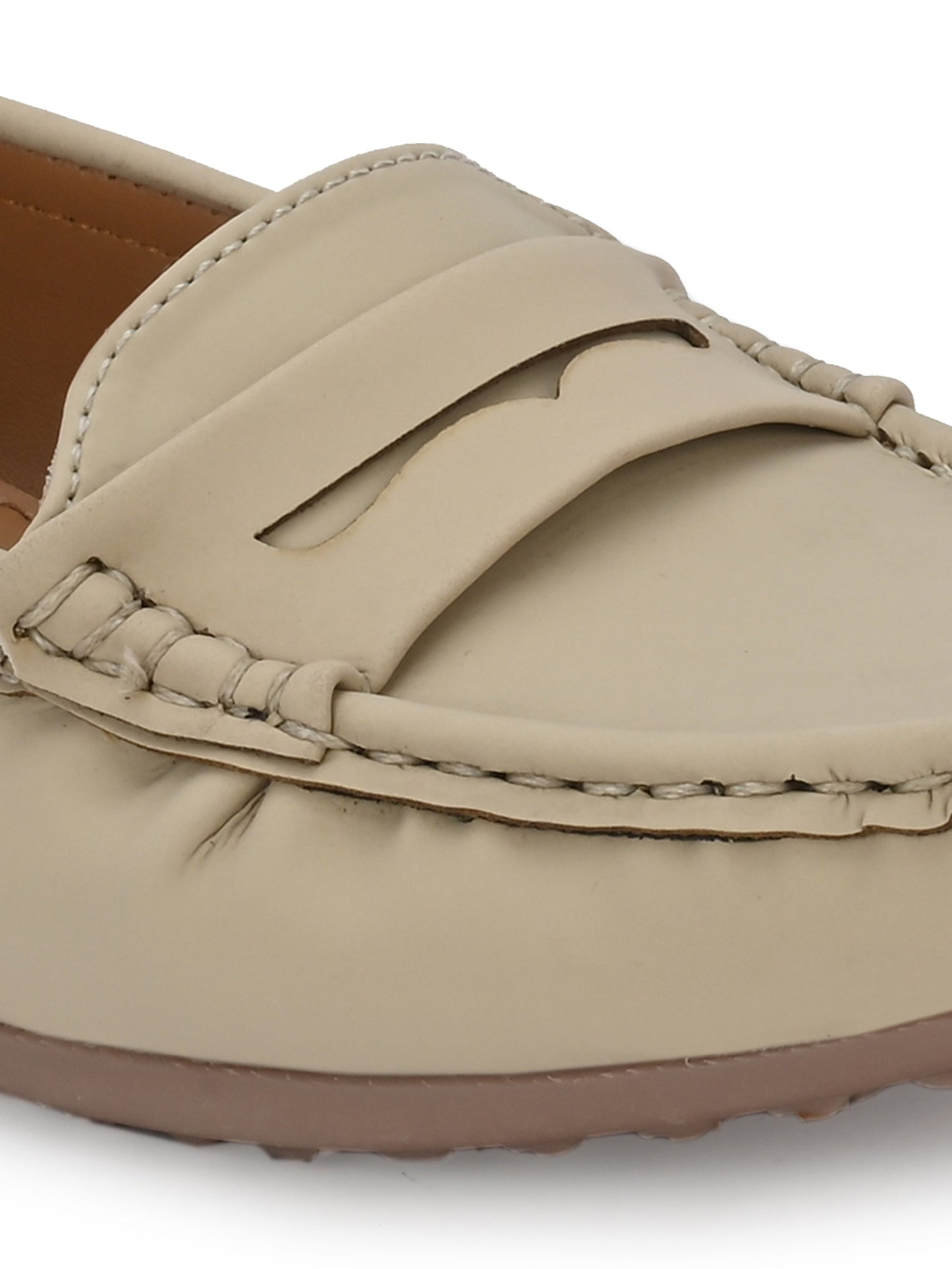 Women Off-White Ballerinas Textured Round Toe Loafers