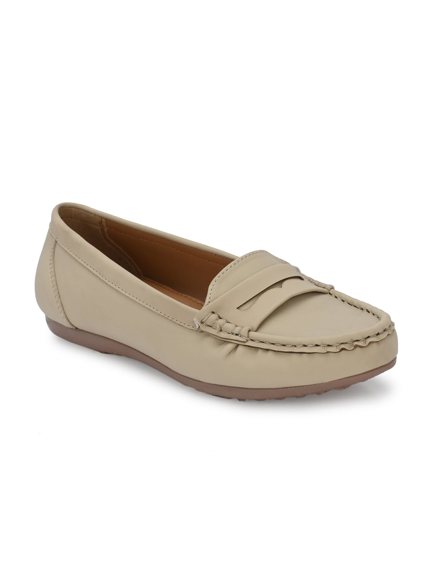 Women Off-White Ballerinas Textured Round Toe Loafers