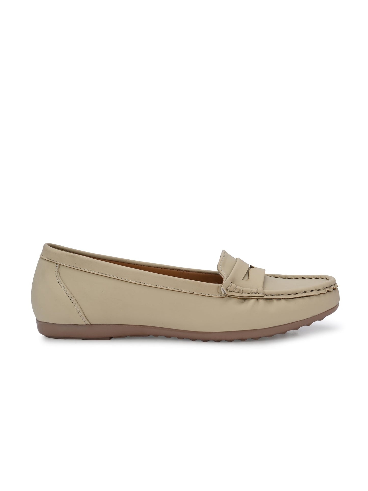 Women Off-White Ballerinas Textured Round Toe Loafers