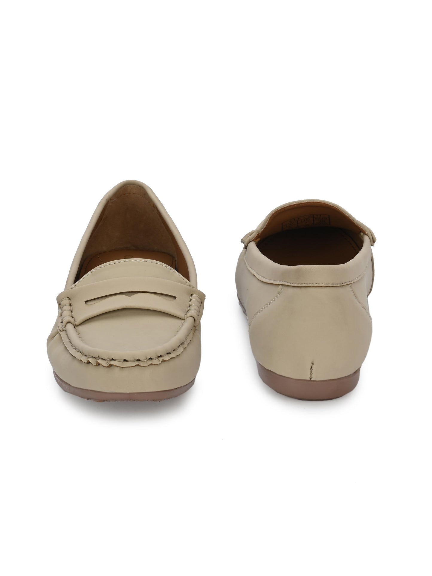 Women Off-White Ballerinas Textured Round Toe Loafers