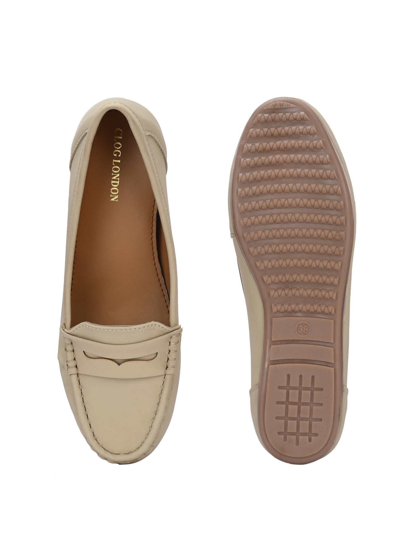 Women Off-White Ballerinas Textured Round Toe Loafers