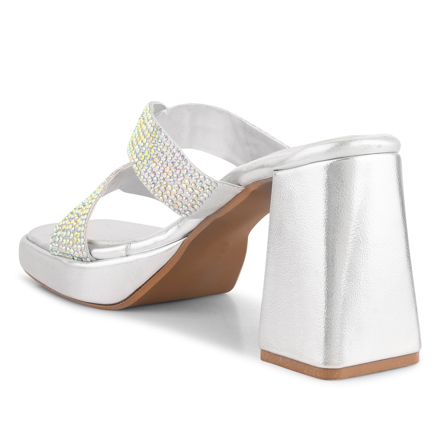 Women Silver Heeled Sandals