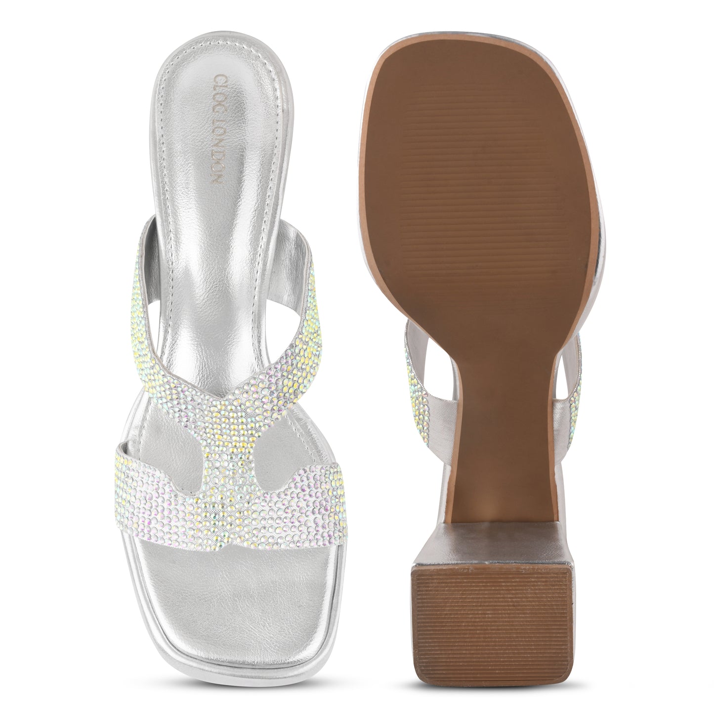 Women Silver Heeled Sandals