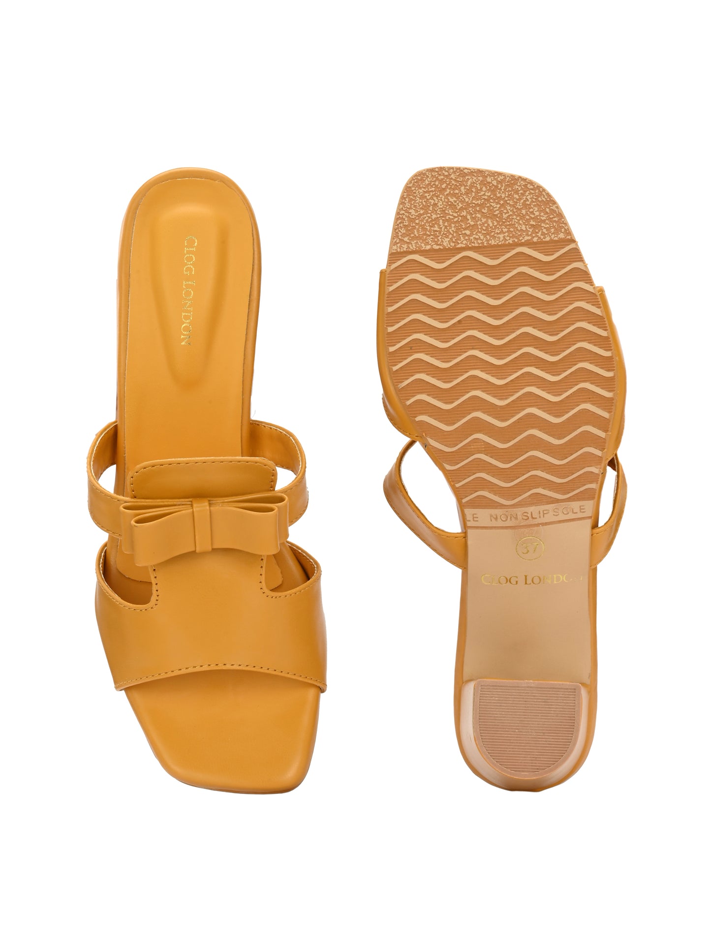 Women Tan Square Toe Block Heels