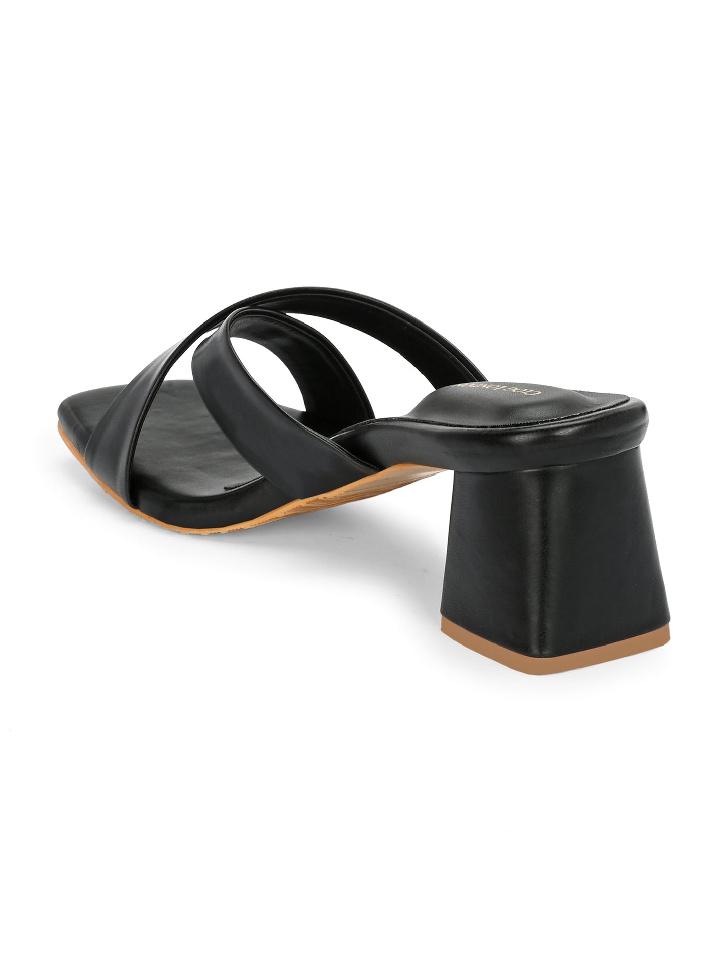 Women Black Cross Strap Heels Sandals