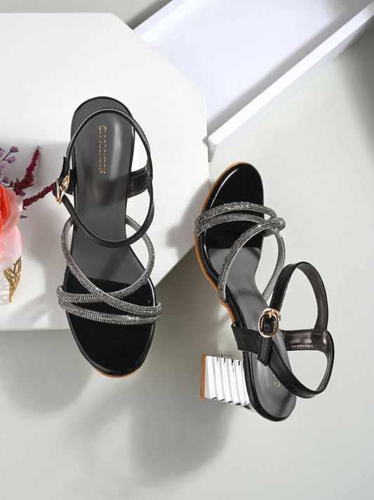 Women Black Classy block Heels Sandals