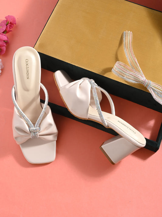 Women Off-White Block Heels Sandals