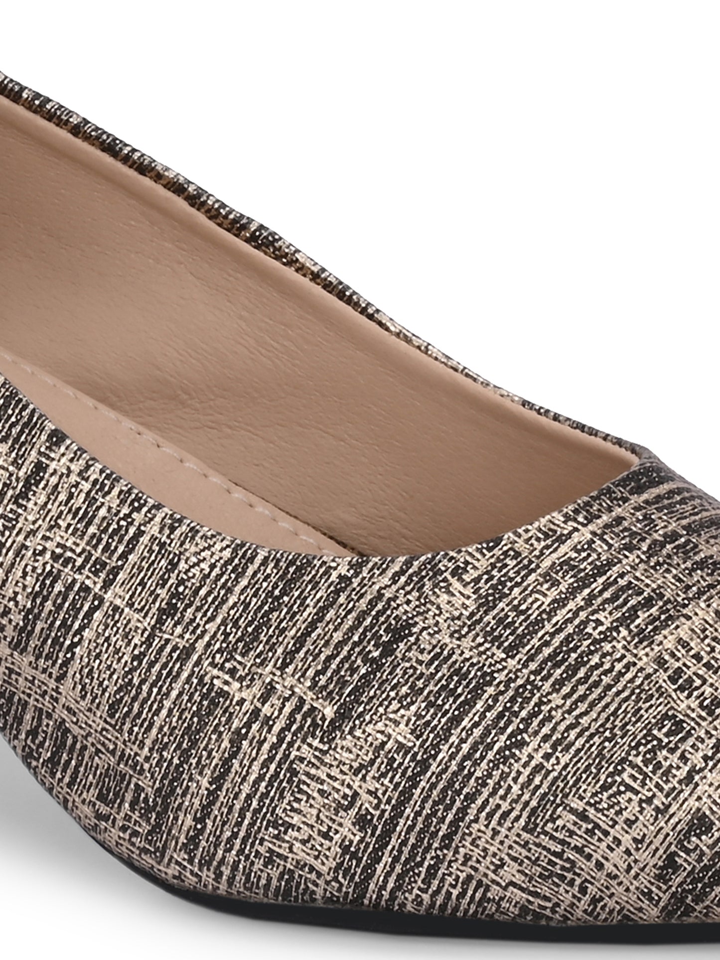 Women Pumps Copper Printed Pointed Toe Block Heeled Sandals