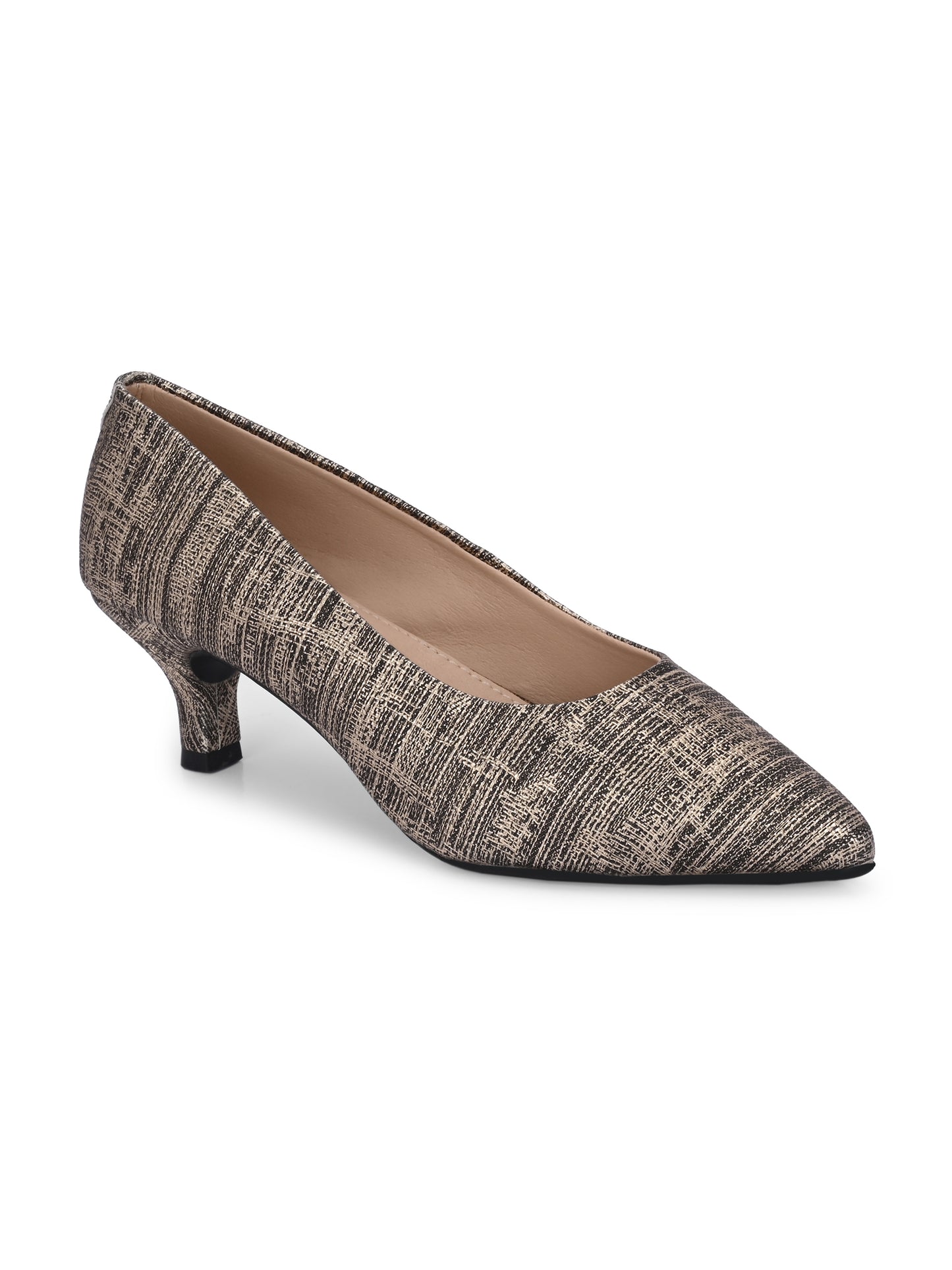 Women Pumps Copper Printed Pointed Toe Block Heeled Sandals