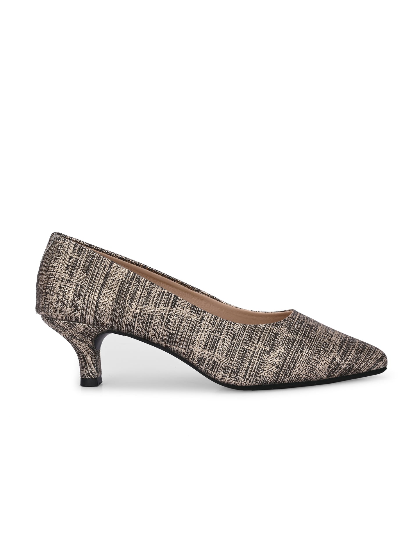 Women Pumps Copper Printed Pointed Toe Block Heeled Sandals
