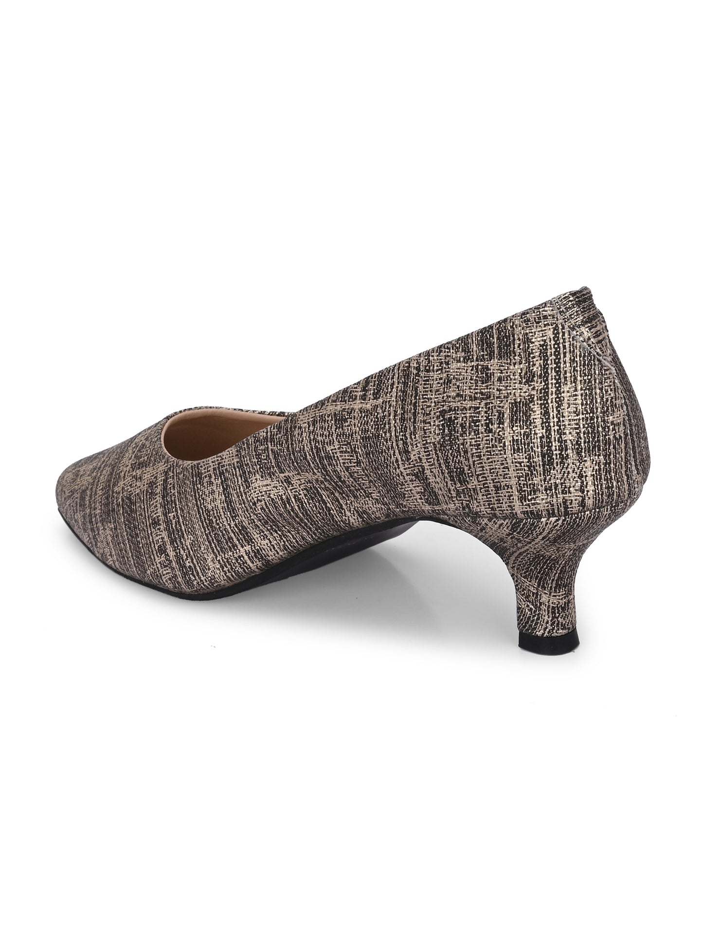 Women Pumps Copper Printed Pointed Toe Block Heeled Sandals