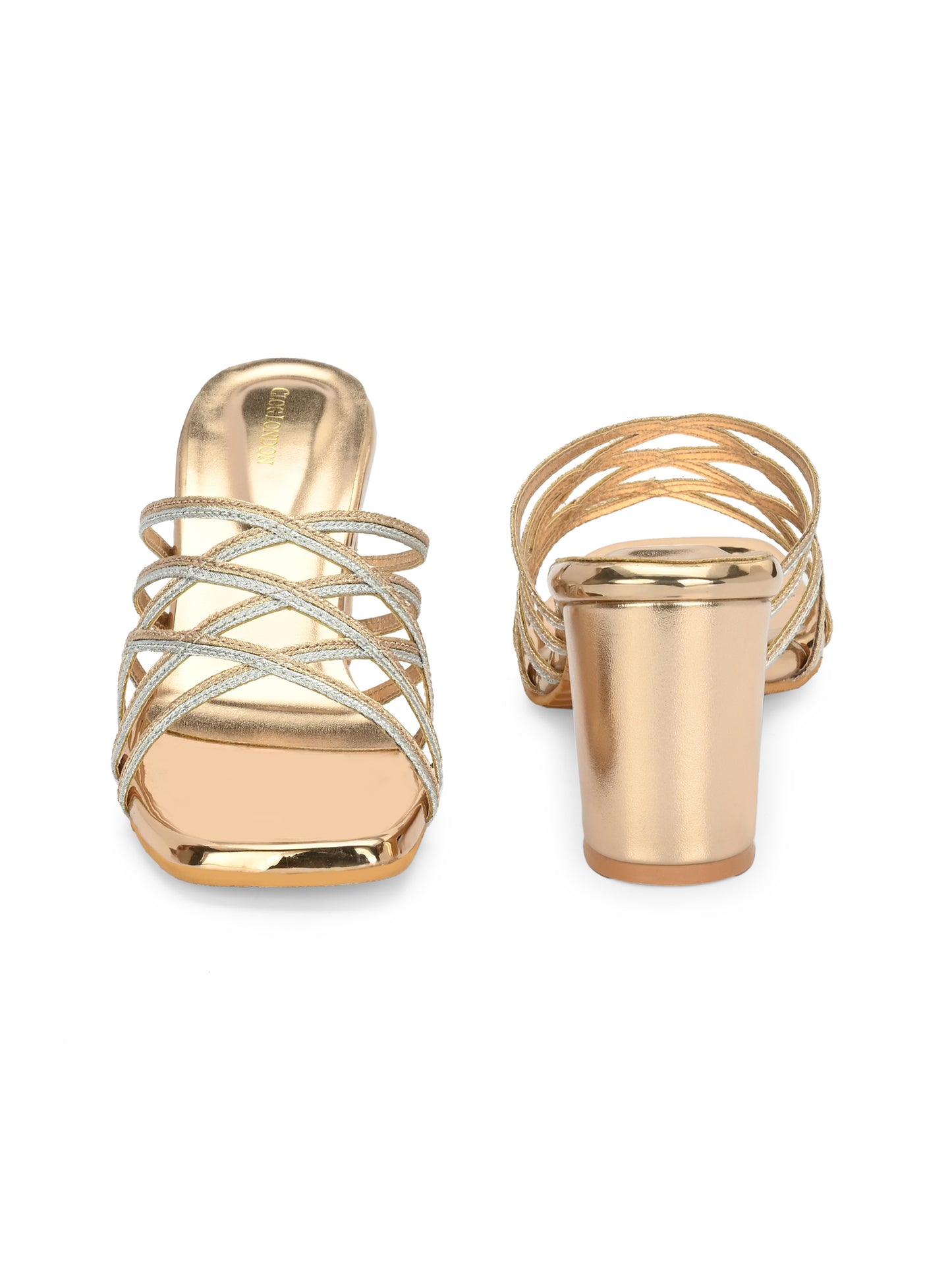Women Glosy black Heels Sandals